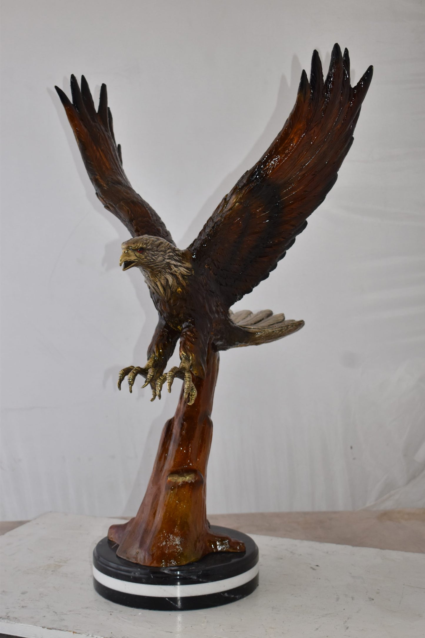 NIFAO Majestic American Bald Eagle Bronze Statue – Museum-Quality Handcrafted Sculpture with Powerful Detail and Symbolic Presence for Home, Office, or Nature-Inspired Décor – 29" L x 17" W x 28" H