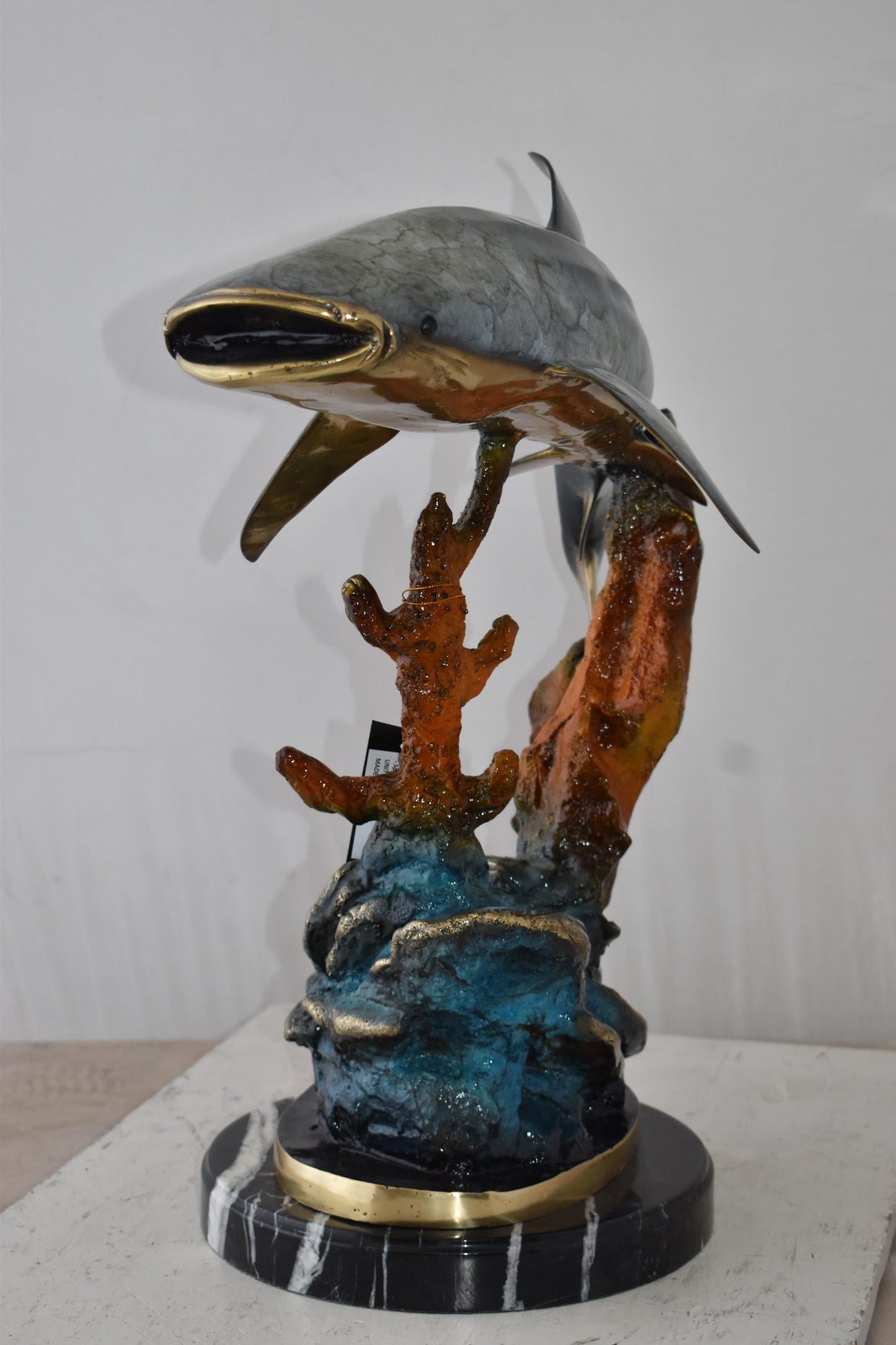 Whale Shark Swimming in The Ocean Bronze Statue Size: 31" x 14" x 26"H