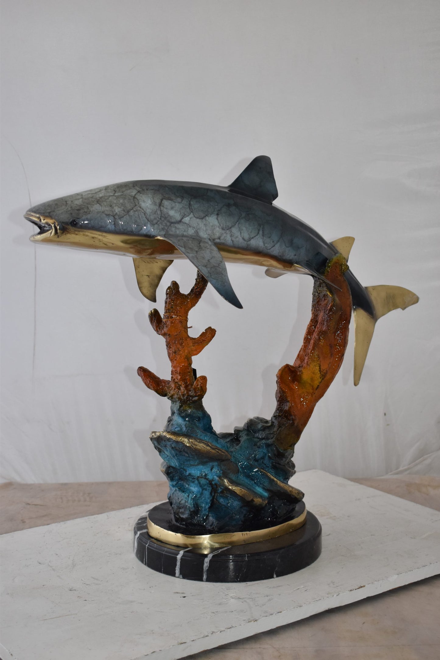 Whale Shark Swimming in The Ocean Bronze Statue Size: 31" x 14" x 26"H