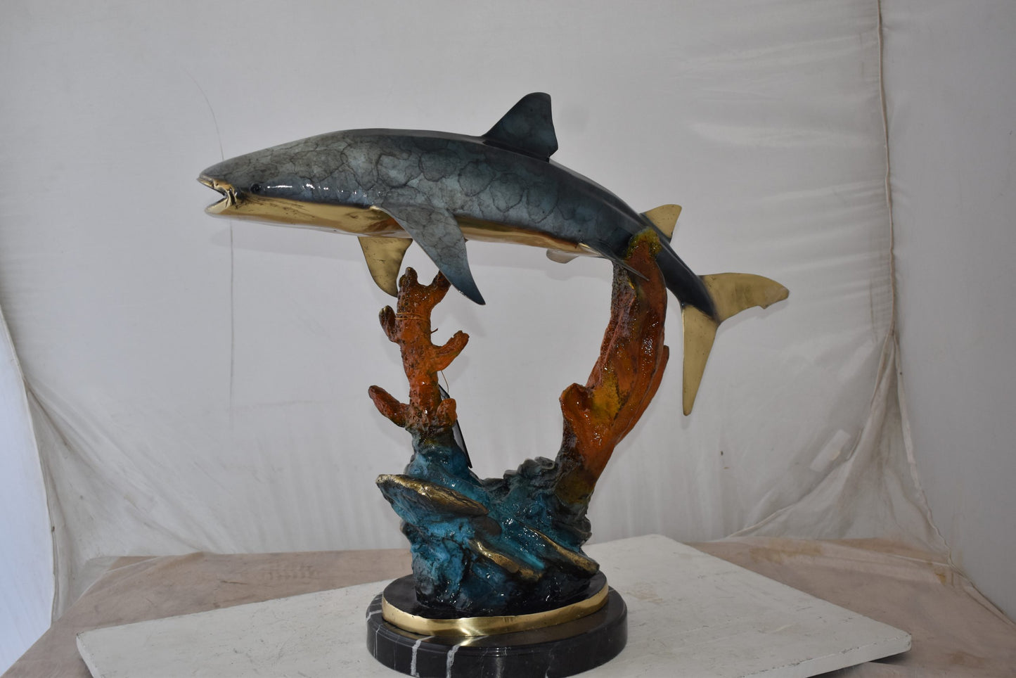 Whale Shark Swimming in The Ocean Bronze Statue Size: 31" x 14" x 26"H