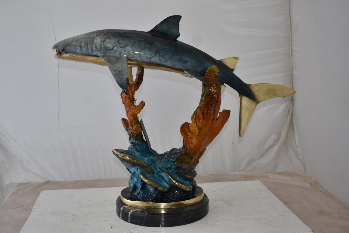 Whale Shark Swimming in The Ocean Bronze Statue Size: 31" x 14" x 26"H