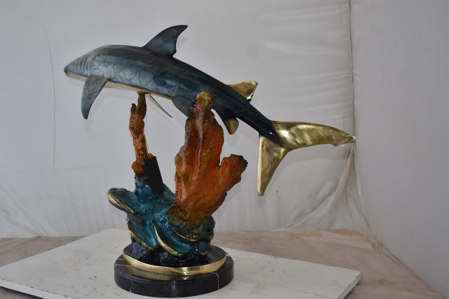 Whale Shark Swimming in The Ocean Bronze Statue Size: 31" x 14" x 26"H