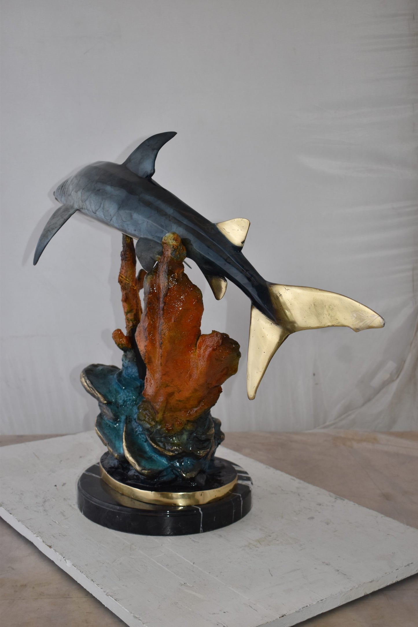 Whale Shark Swimming in The Ocean Bronze Statue Size: 31" x 14" x 26"H