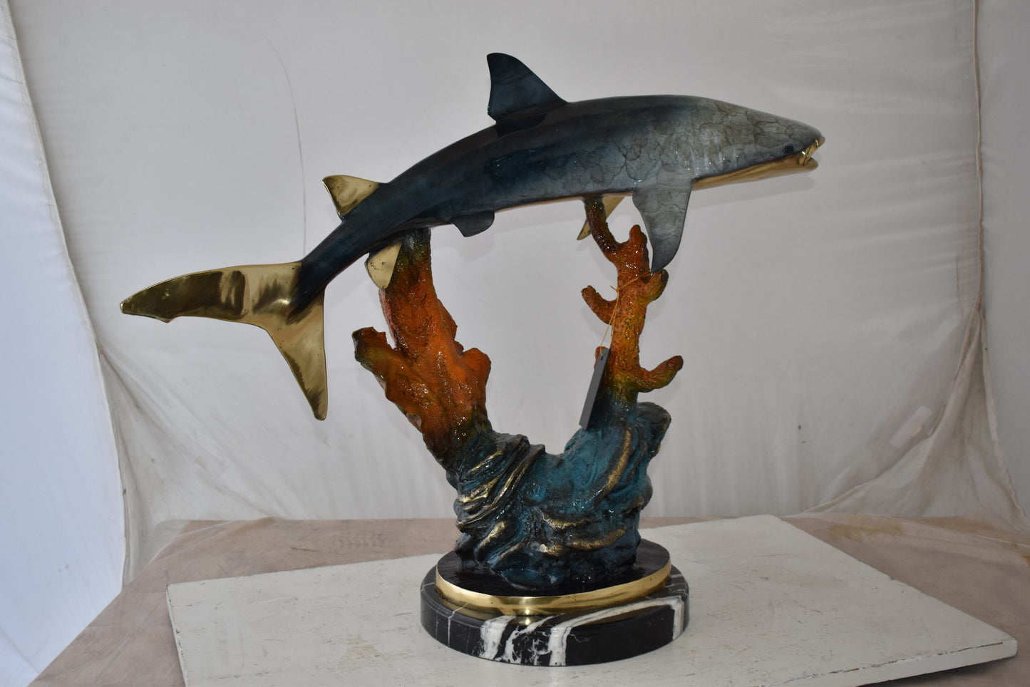Whale Shark Swimming in The Ocean Bronze Statue Size: 31" x 14" x 26"H