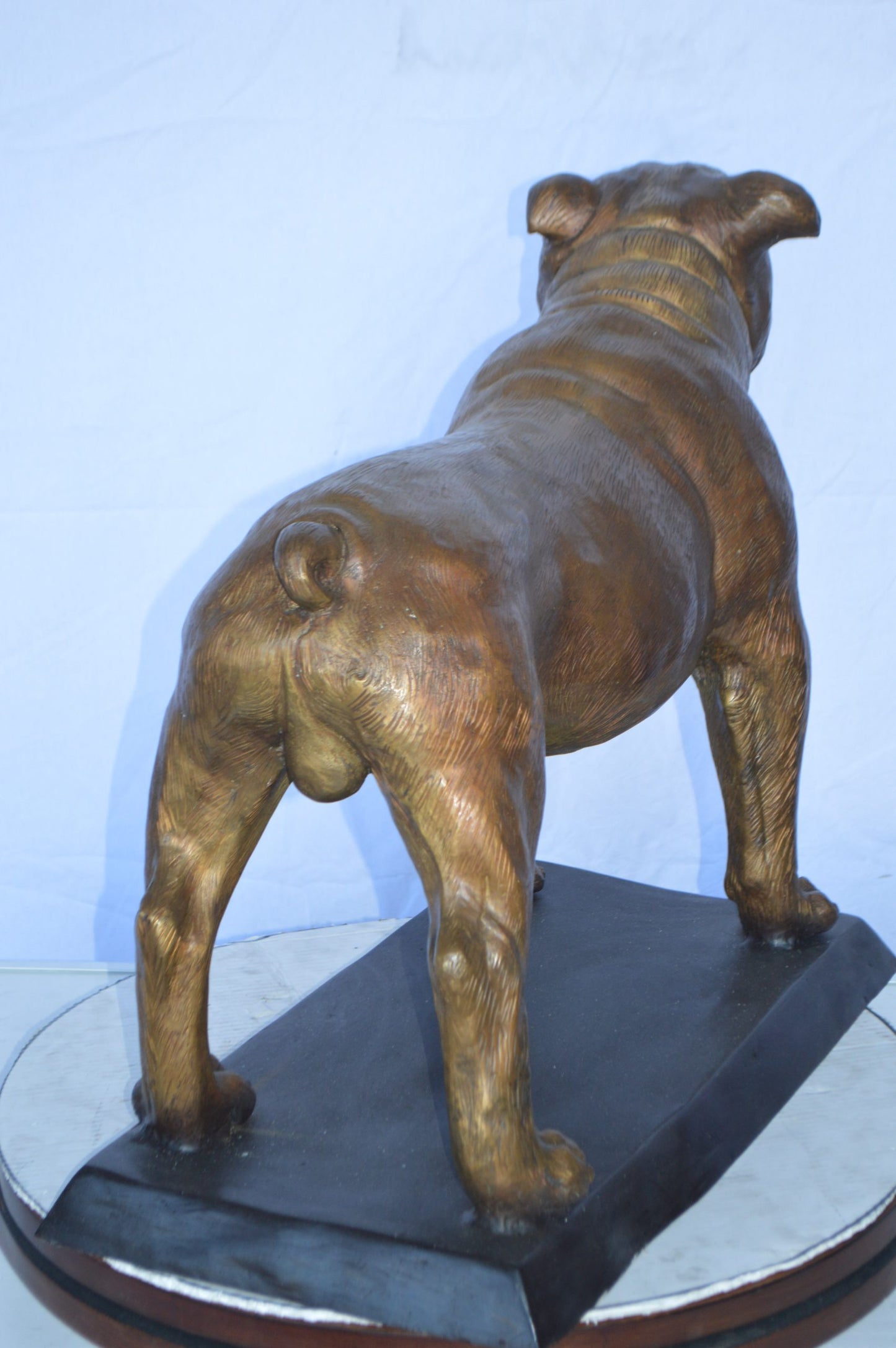 Bulldog Bronze Statue Mounted on a Base -  Size: 32"L x 10"W x 21"H.
