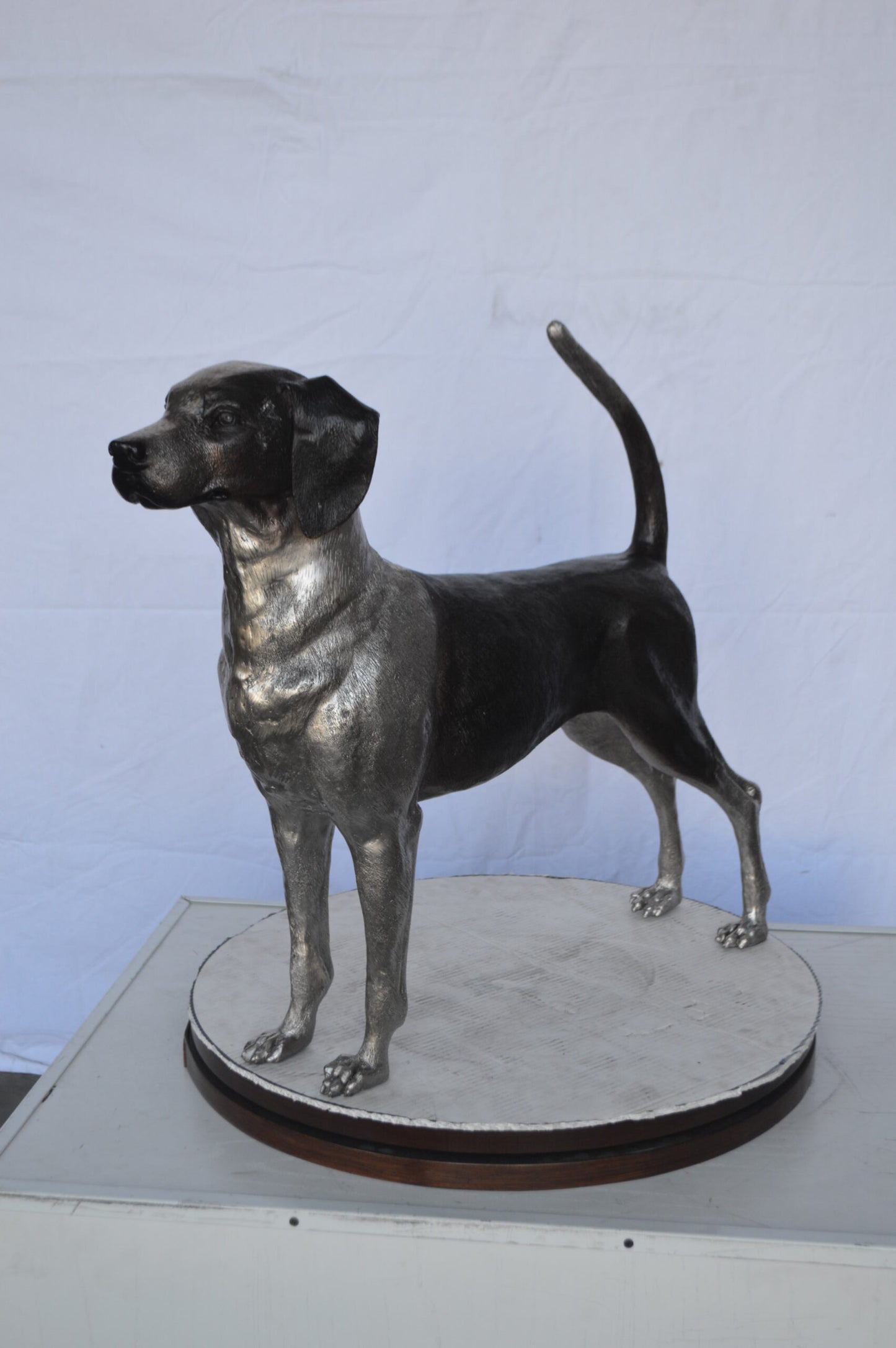 Foxhound Dog Bronze Statue - Size: 31"L x 7"W x 24"H.
