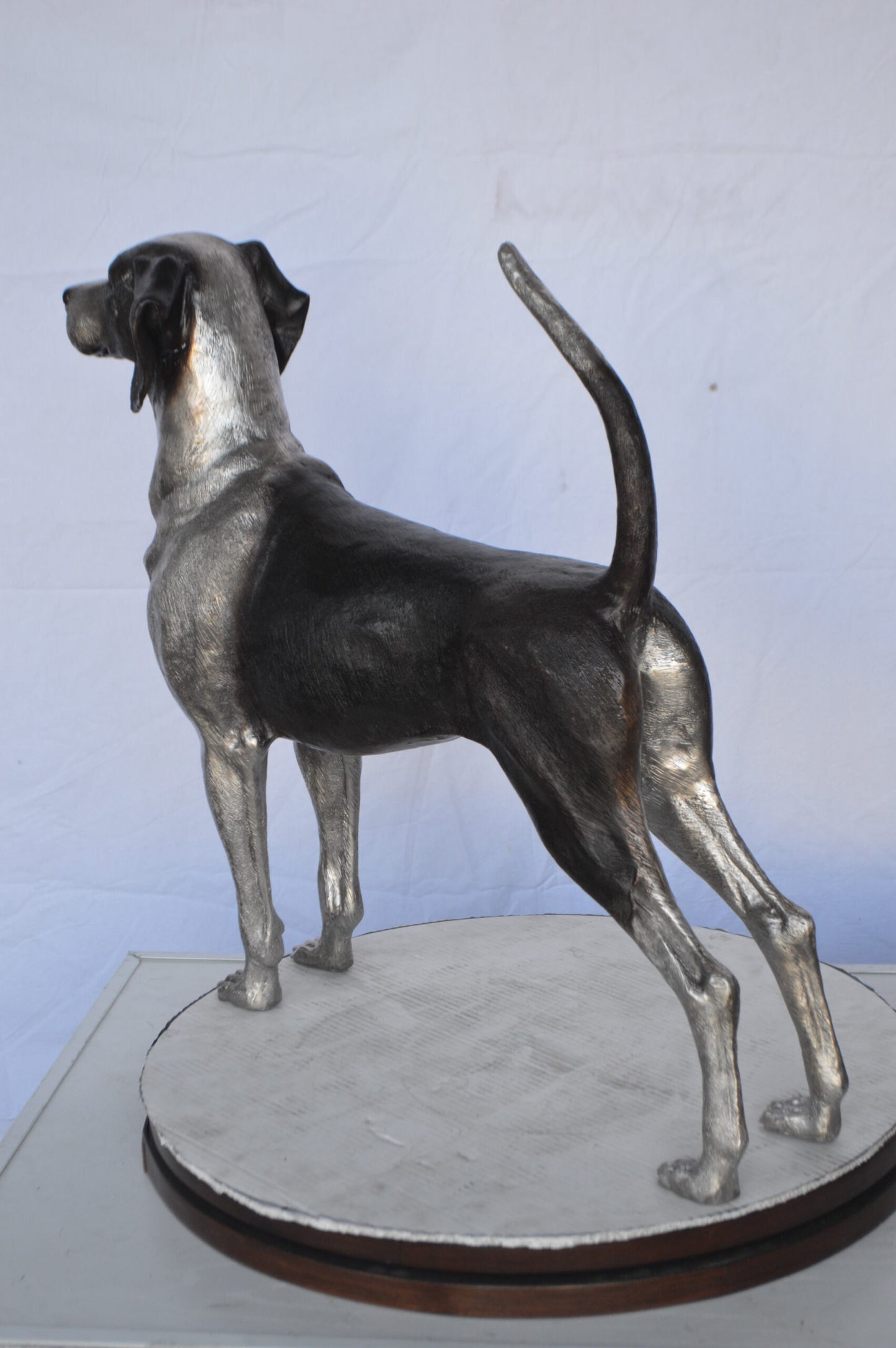Foxhound Dog Bronze Statue - Size: 31"L x 7"W x 24"H.