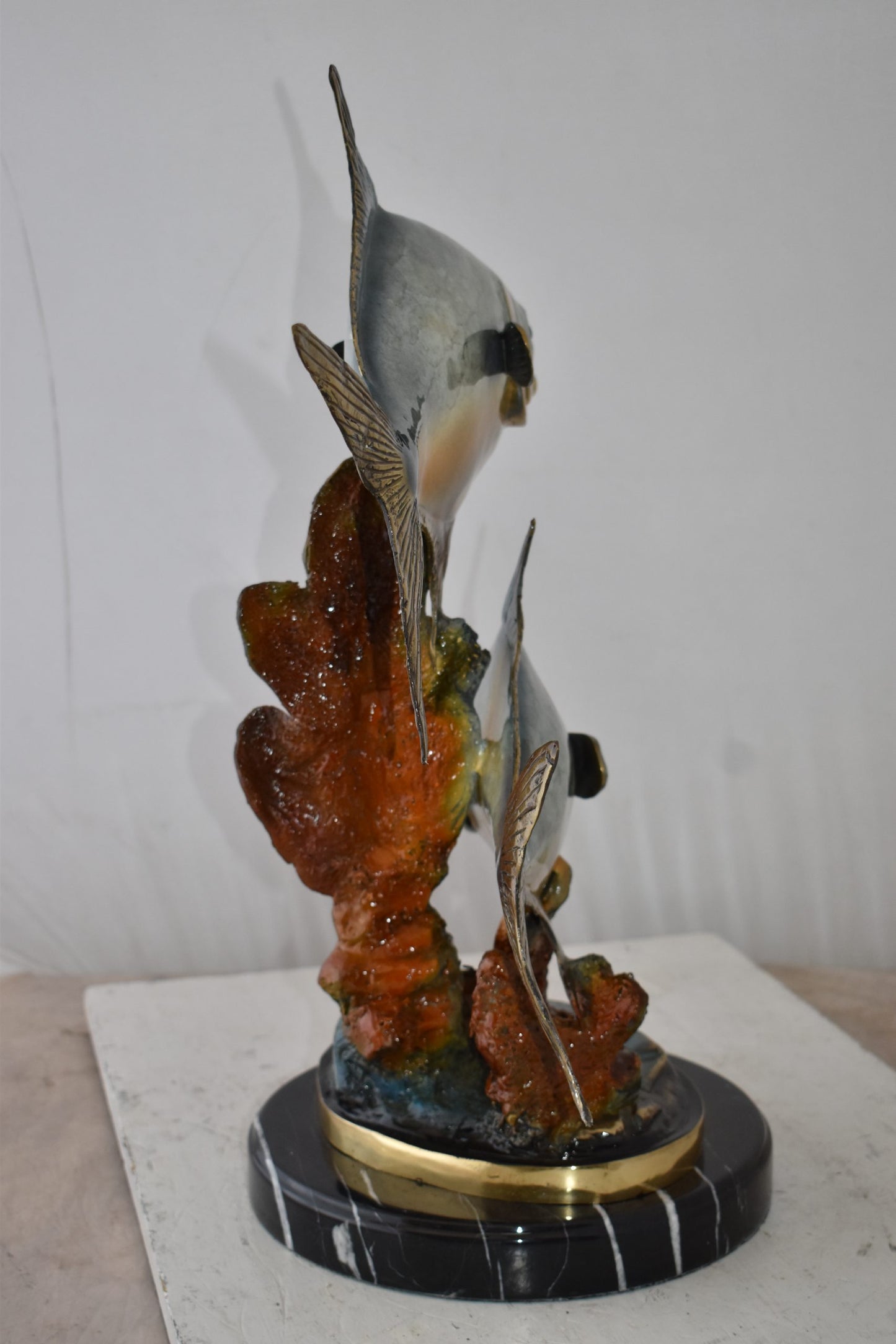 Two Permit Fish Swimming in The Ocean Bronze Statue Size: 13" x 19" x 25"H