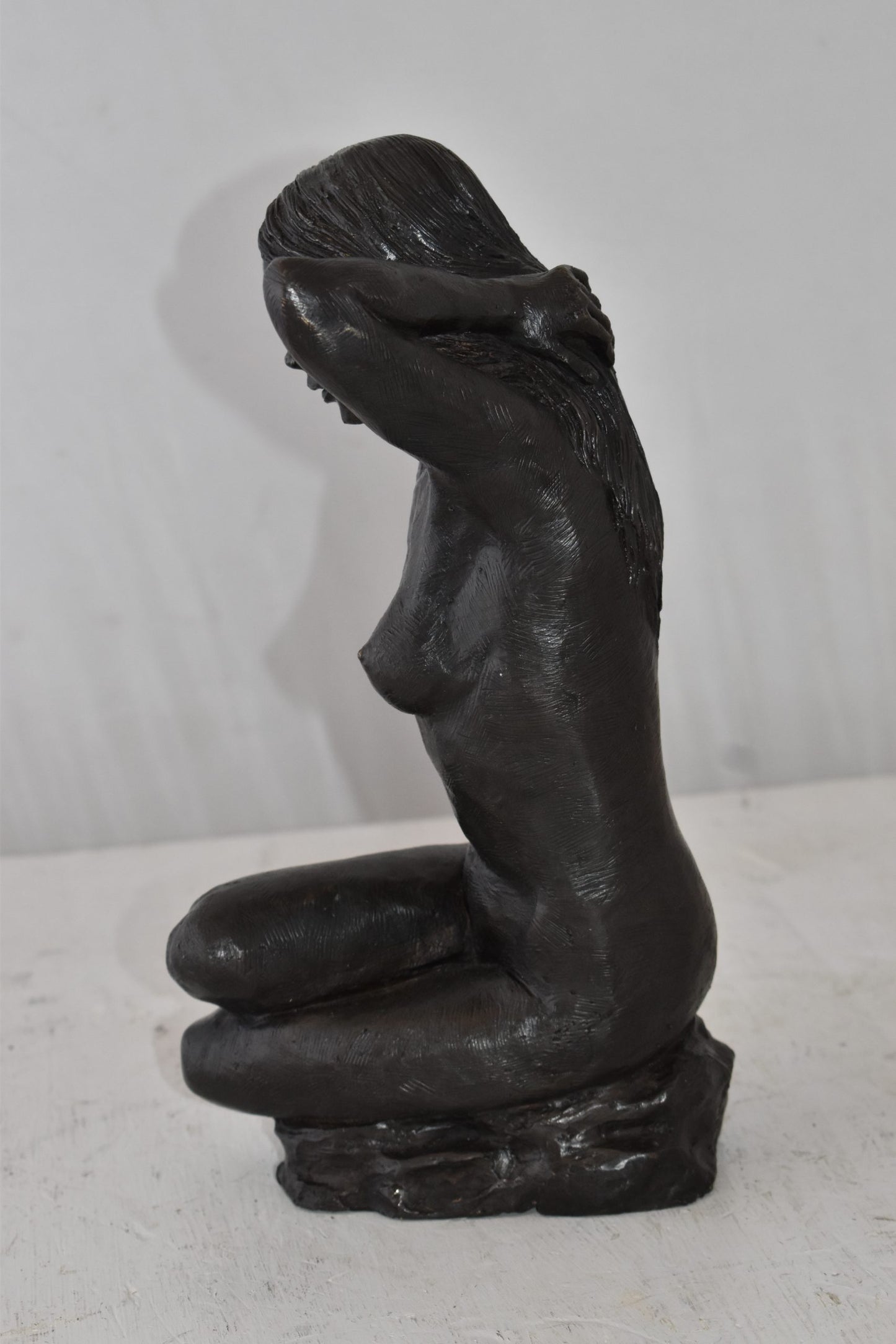 Lady Sitting Art Nude Posing Naked for Artist - Bronze Statue 7" x 8" x 13"H