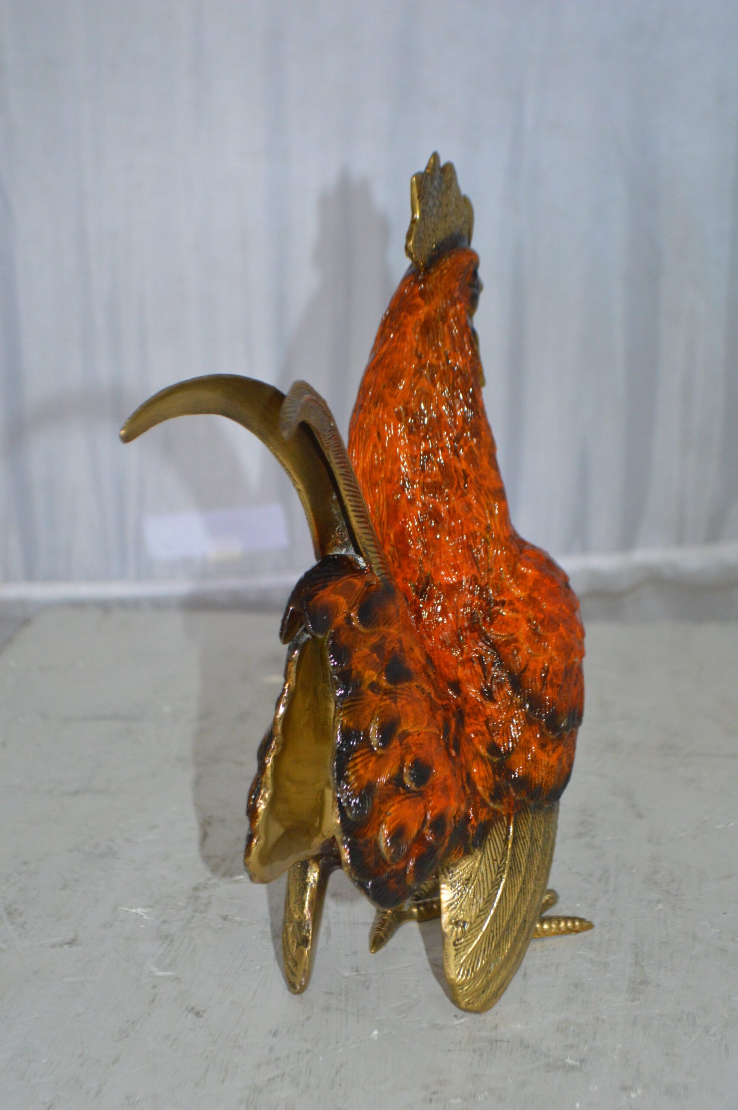 Rooster Cockerel bronze statue - Size: 9"L x 4"W x 11"H.