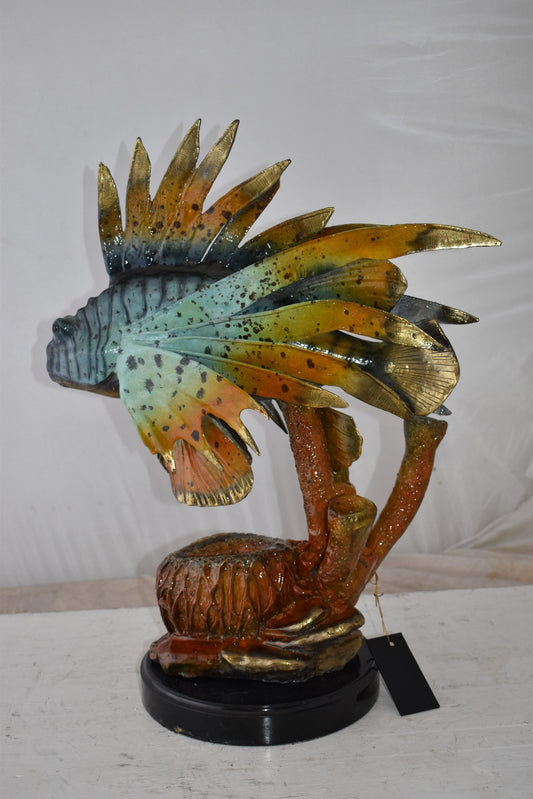Lionfish Swimming in The Ocean Bronze Statue Size: 20" x 12" x 25"H