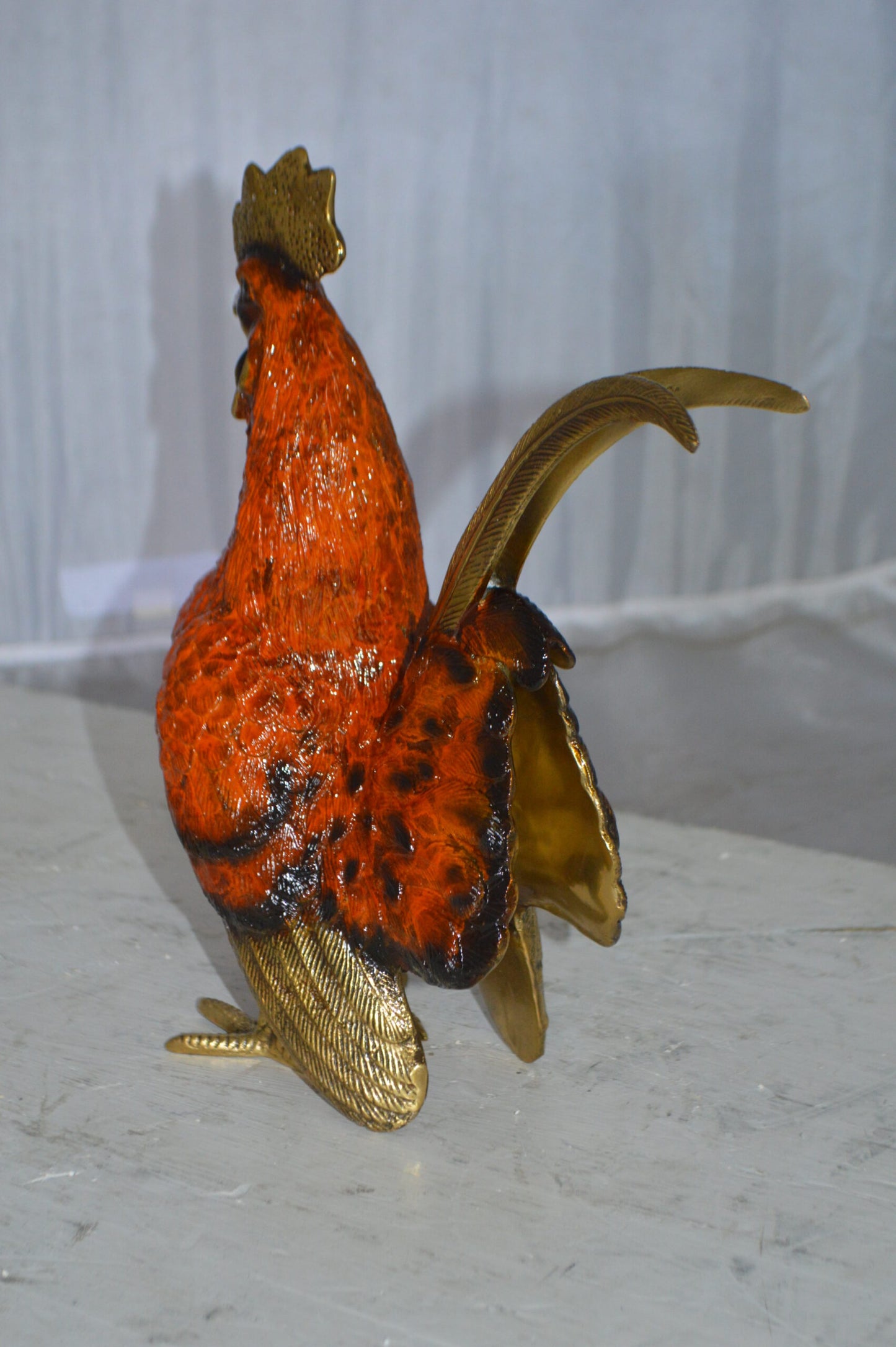 Rooster Cockerel bronze statue - Size: 9"L x 4"W x 11"H.