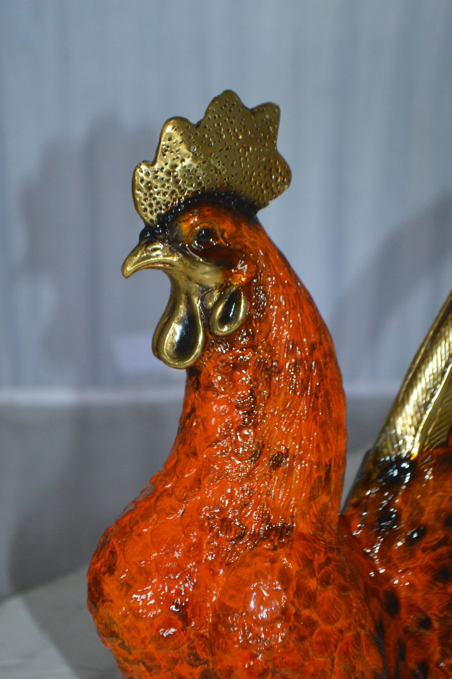 Rooster Cockerel bronze statue - Size: 9"L x 4"W x 11"H.