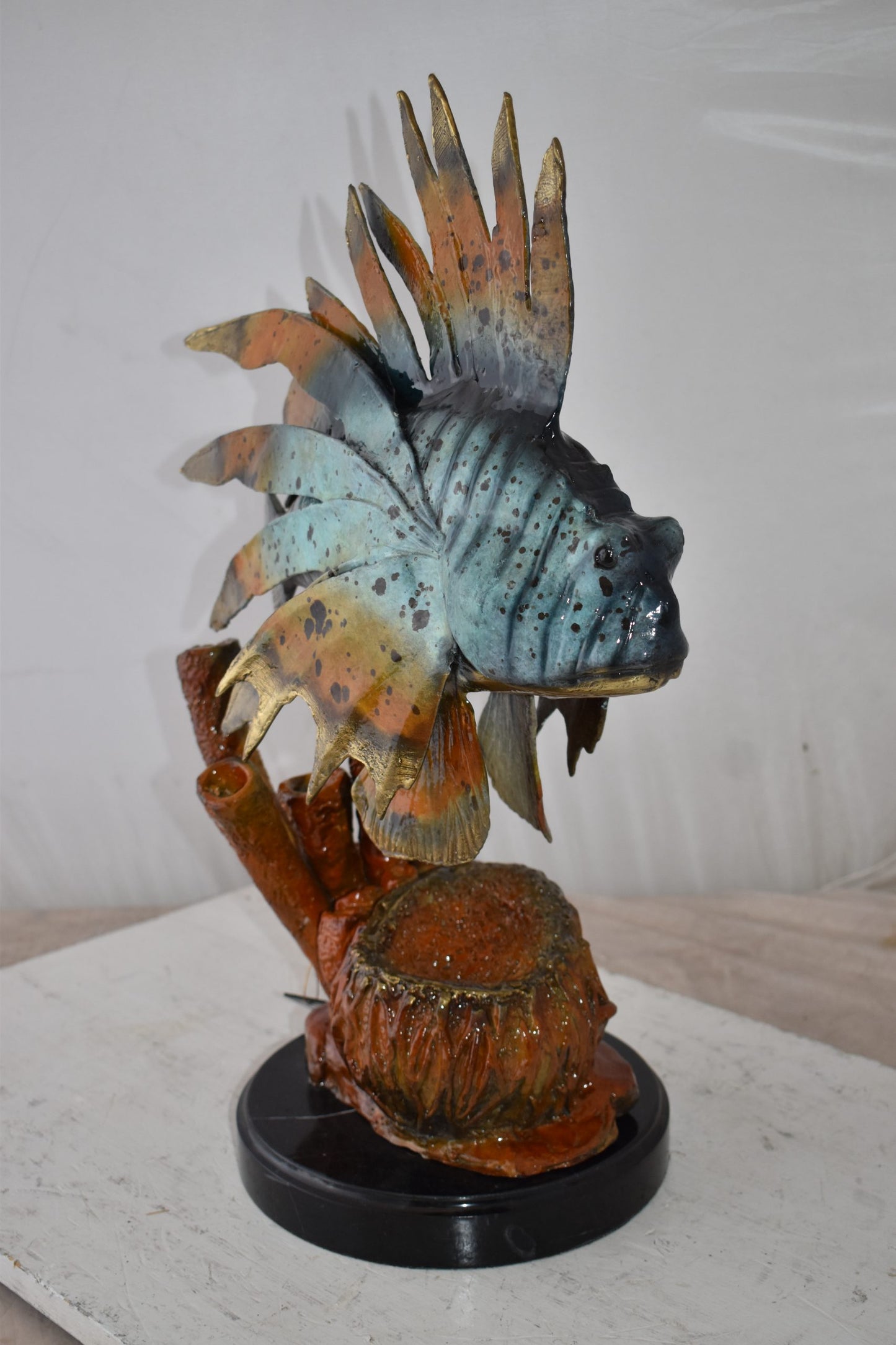 Lionfish Swimming in The Ocean Bronze Statue Size: 20" x 12" x 25"H