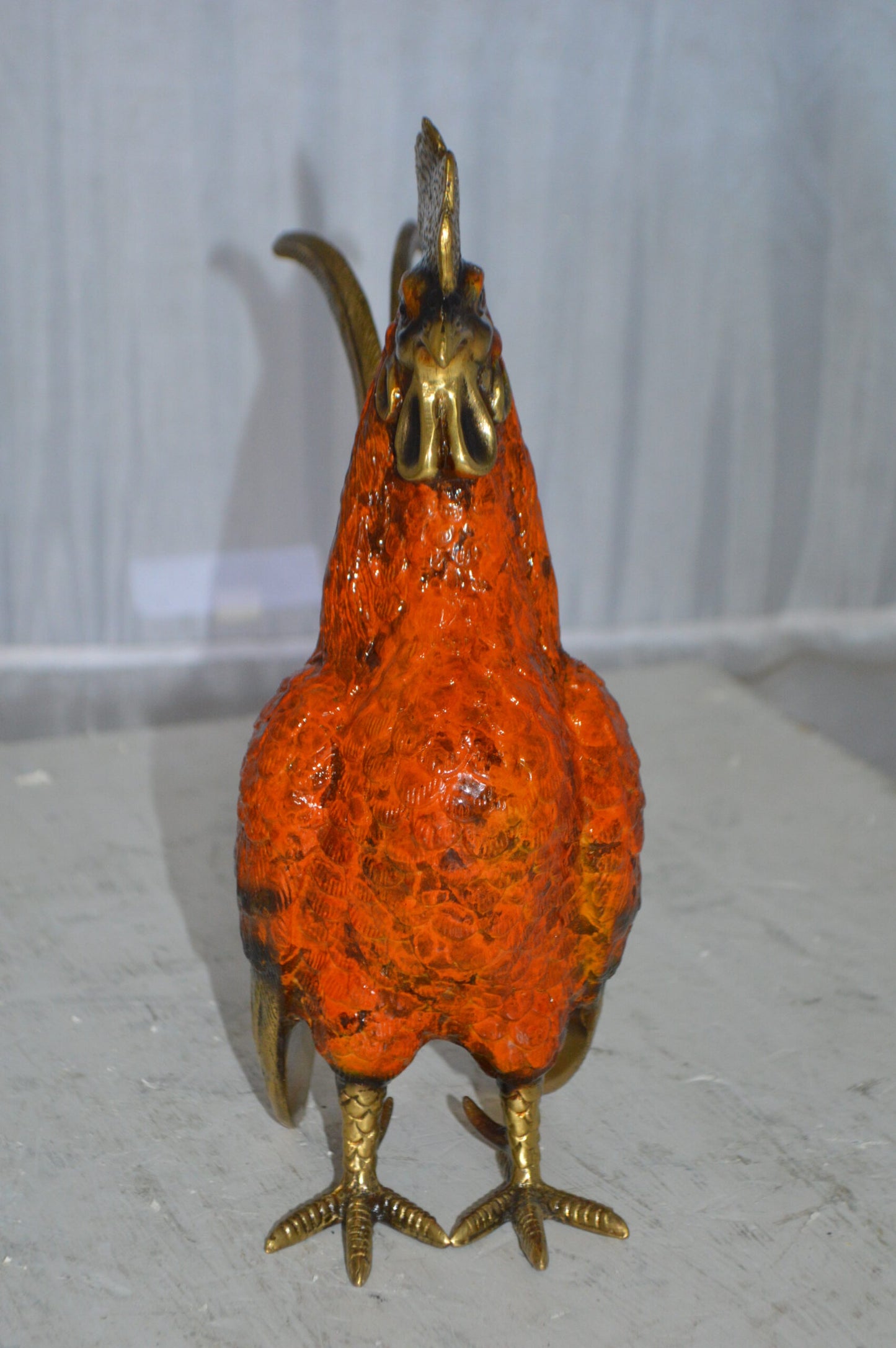 Rooster Cockerel bronze statue - Size: 9"L x 4"W x 11"H.