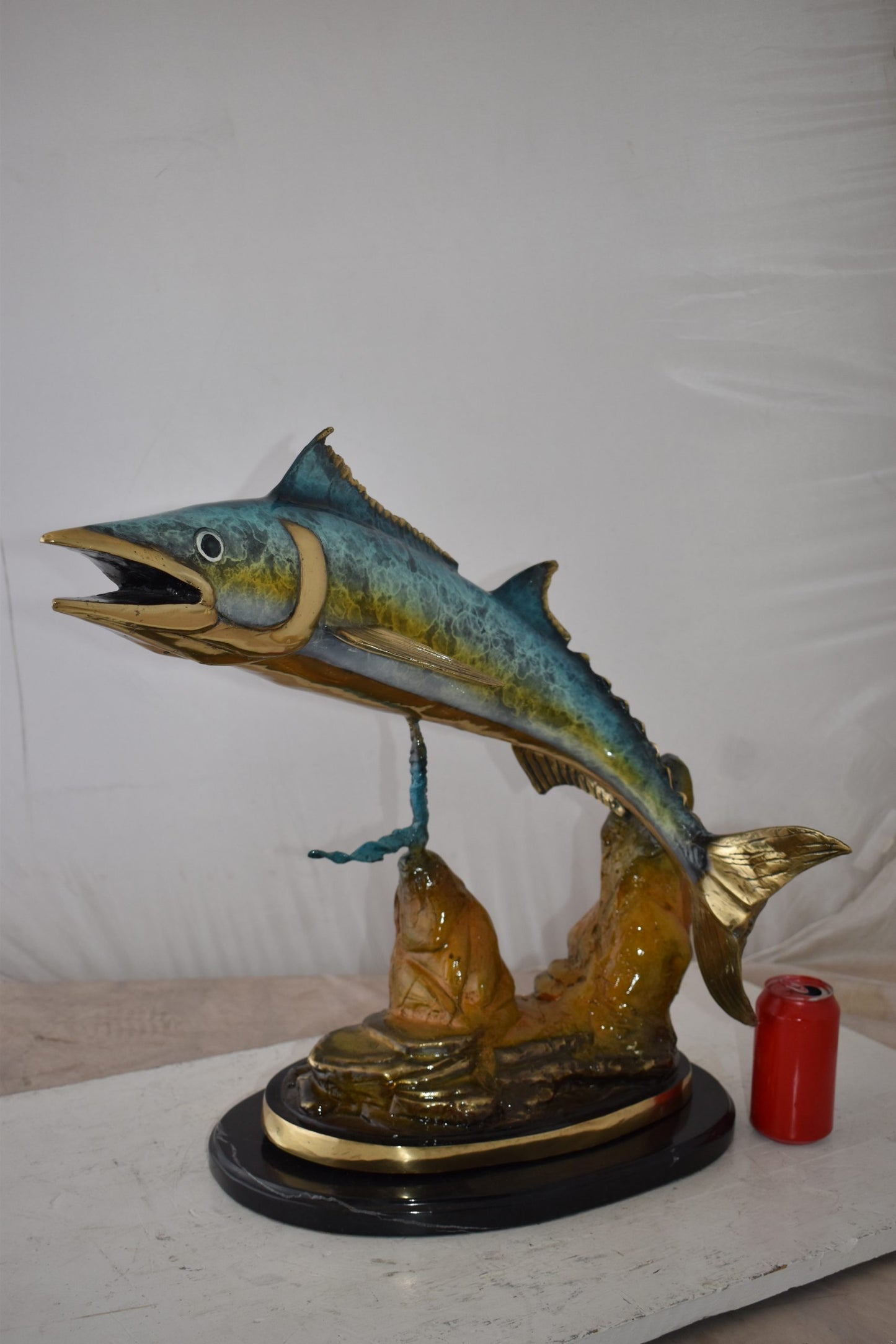 Wahoo Fish Swimming in The Ocean Bronze Statue Size: 17" x 25" x 20"H