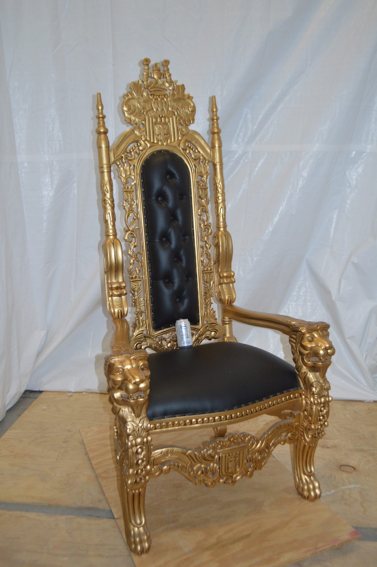 Gold and Black Lion Chair - Size: 26"L x 36"W x 71"H.