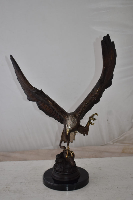 Eagle In Action Trying to Catch His Prey Bronze Statue Size: 17" x 10" x 23"H