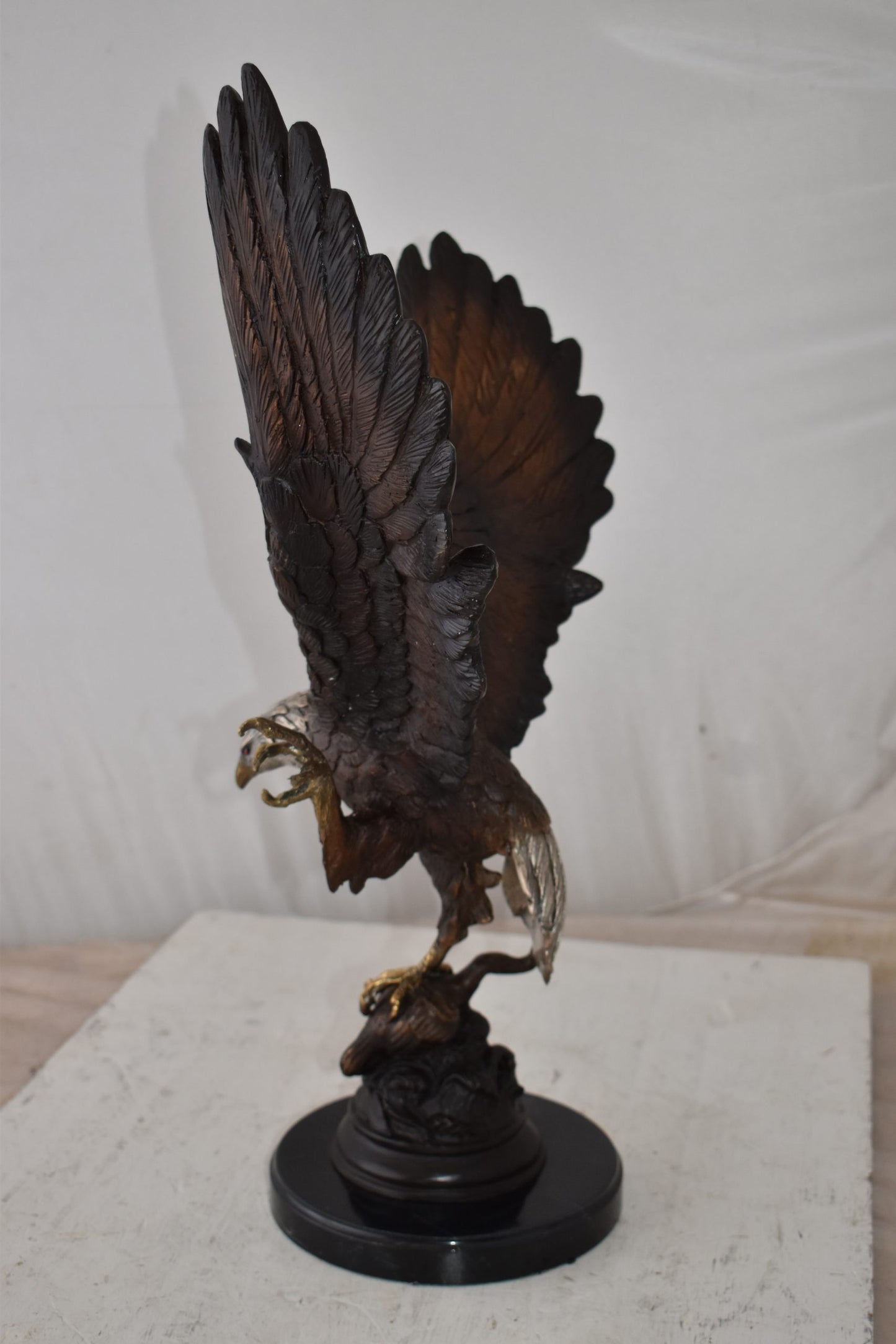 Eagle In Action Trying to Catch His Prey Bronze Statue Size: 17" x 10" x 23"H
