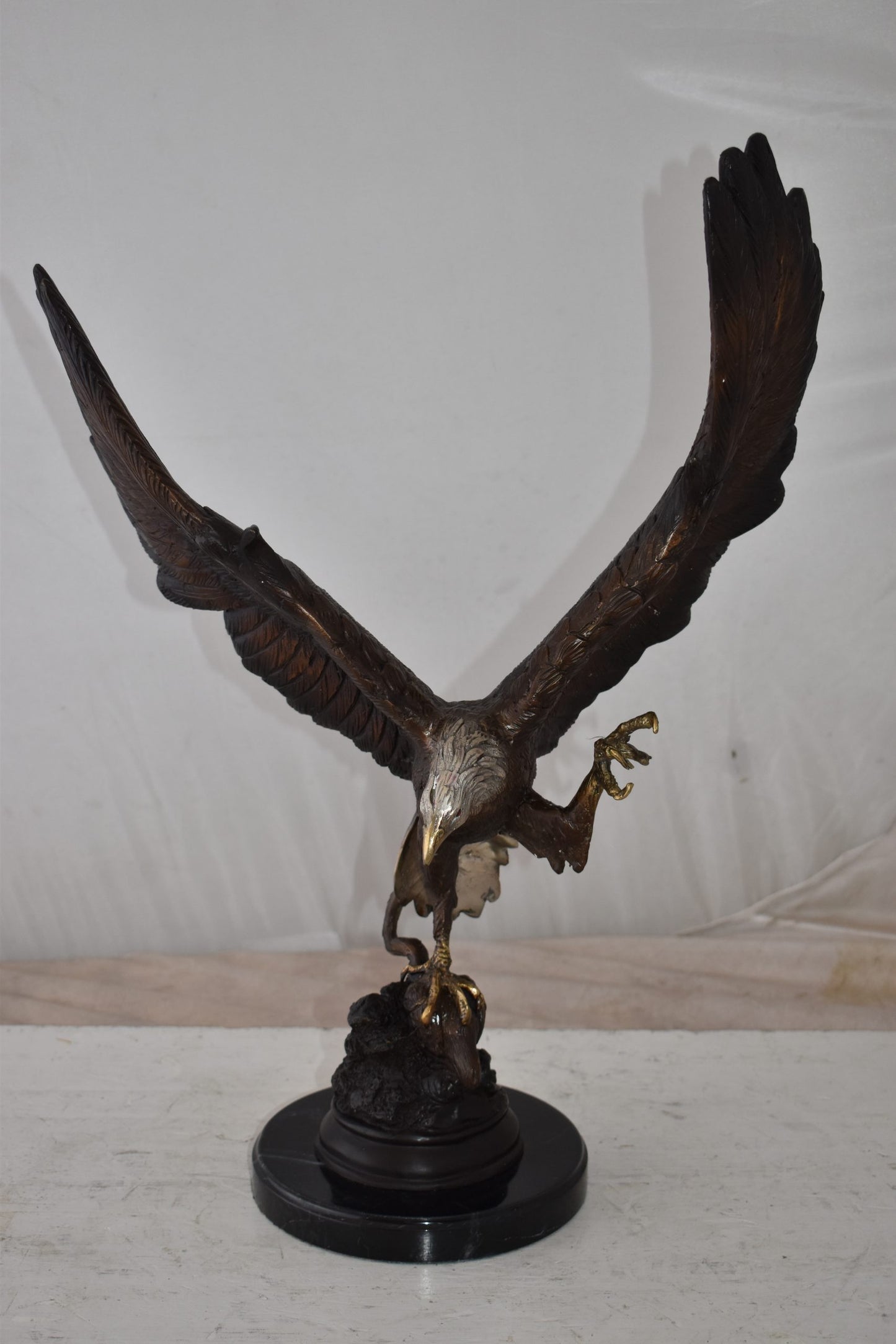 Eagle In Action Trying to Catch His Prey Bronze Statue Size: 17" x 10" x 23"H