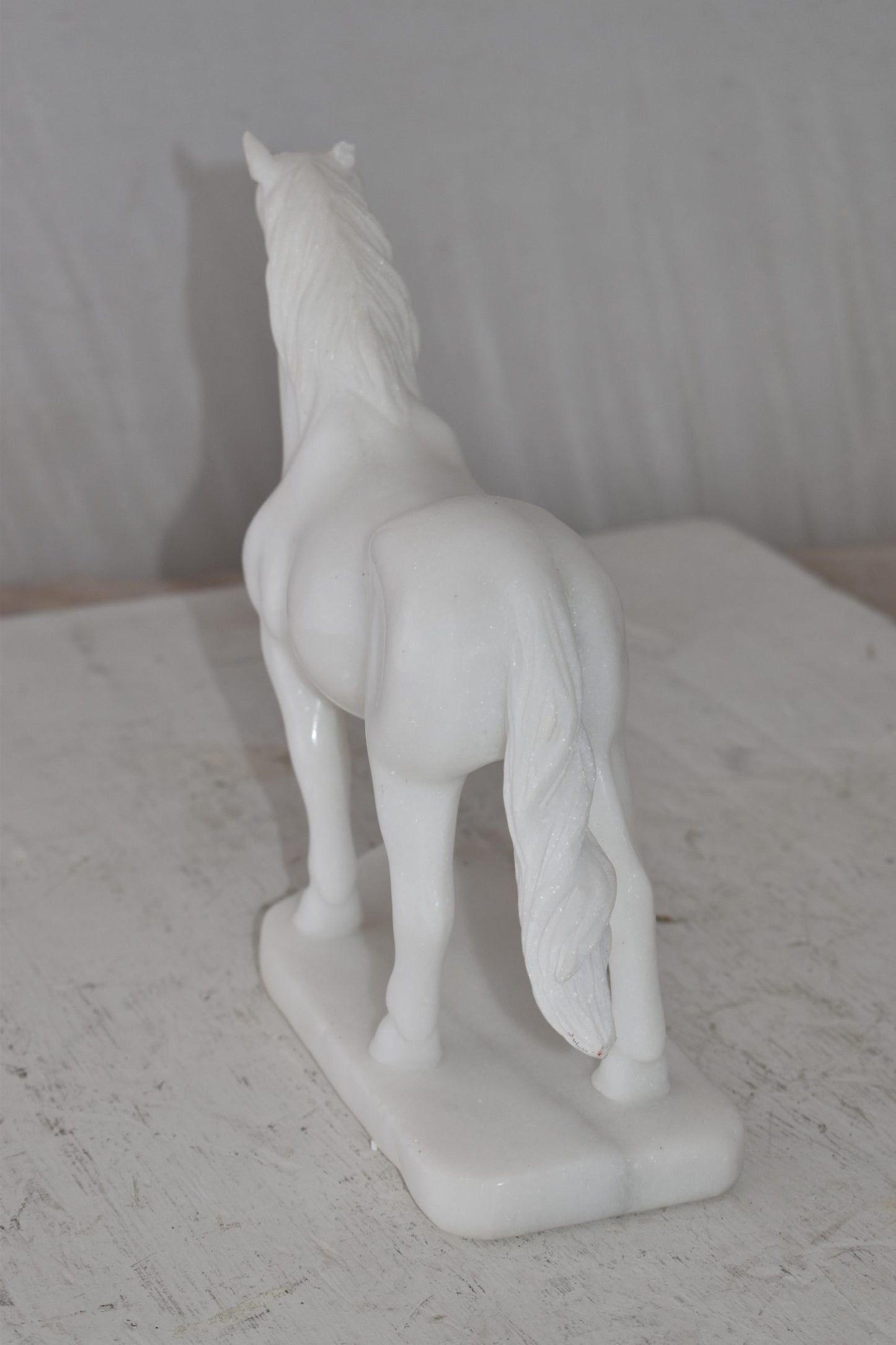 Standing Horse Made of White Marble Size: 11" x 5" x 9"H