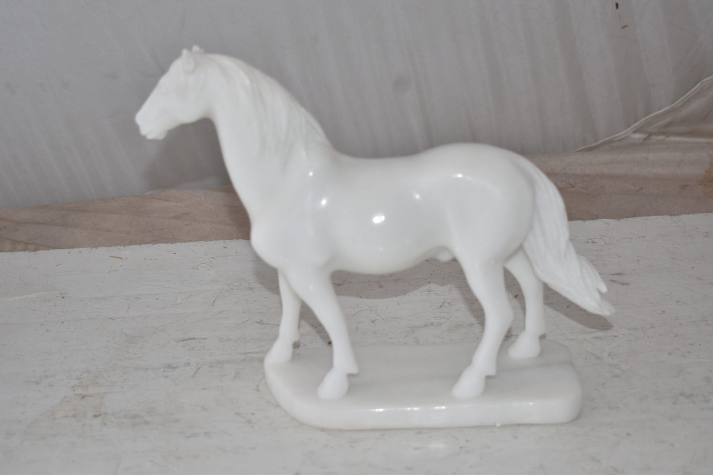 Standing Horse Made of White Marble Size: 11" x 5" x 9"H