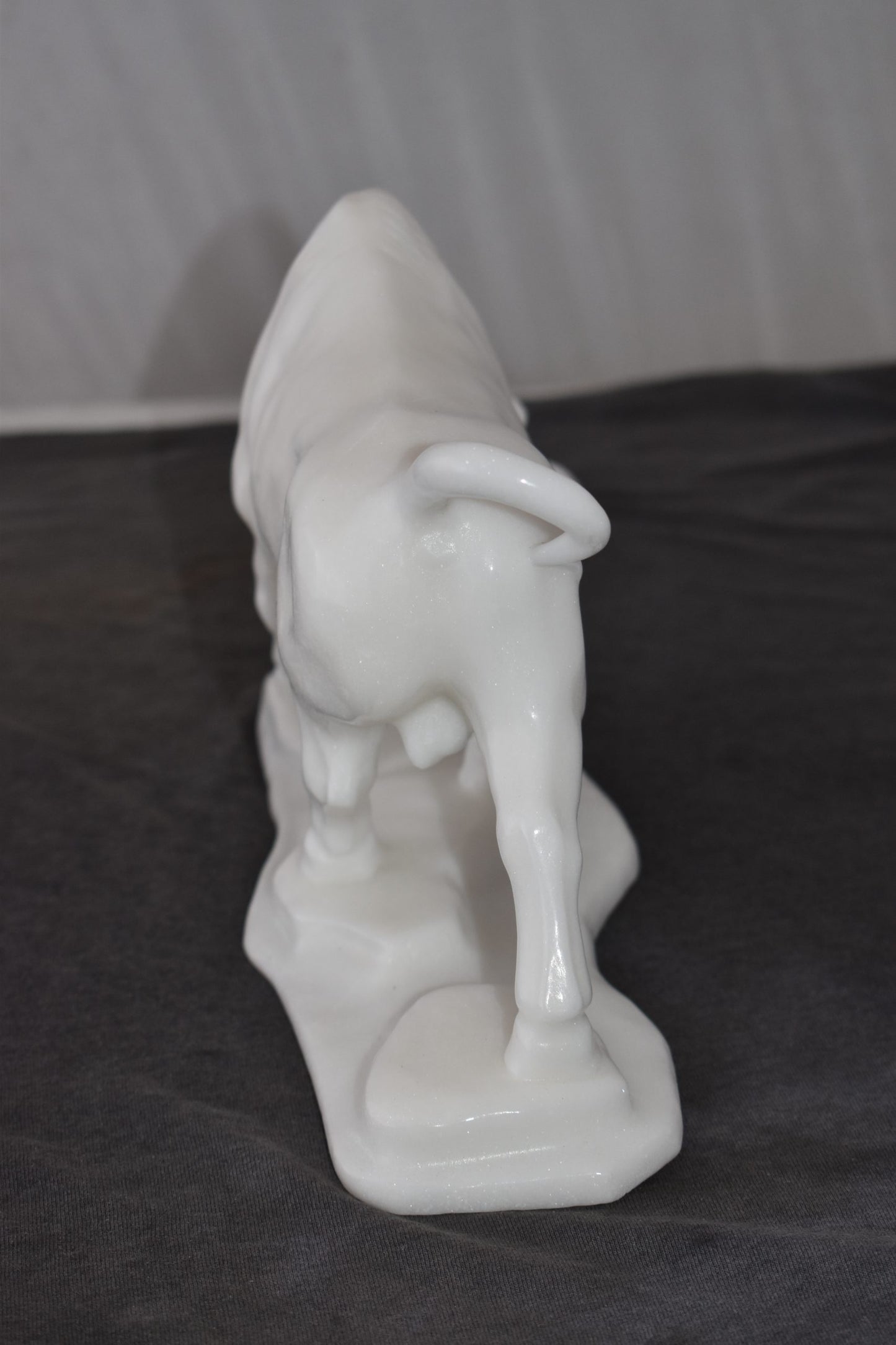 Wall Street Bull Made of White Marble Size: 11" x 5" x 7"H