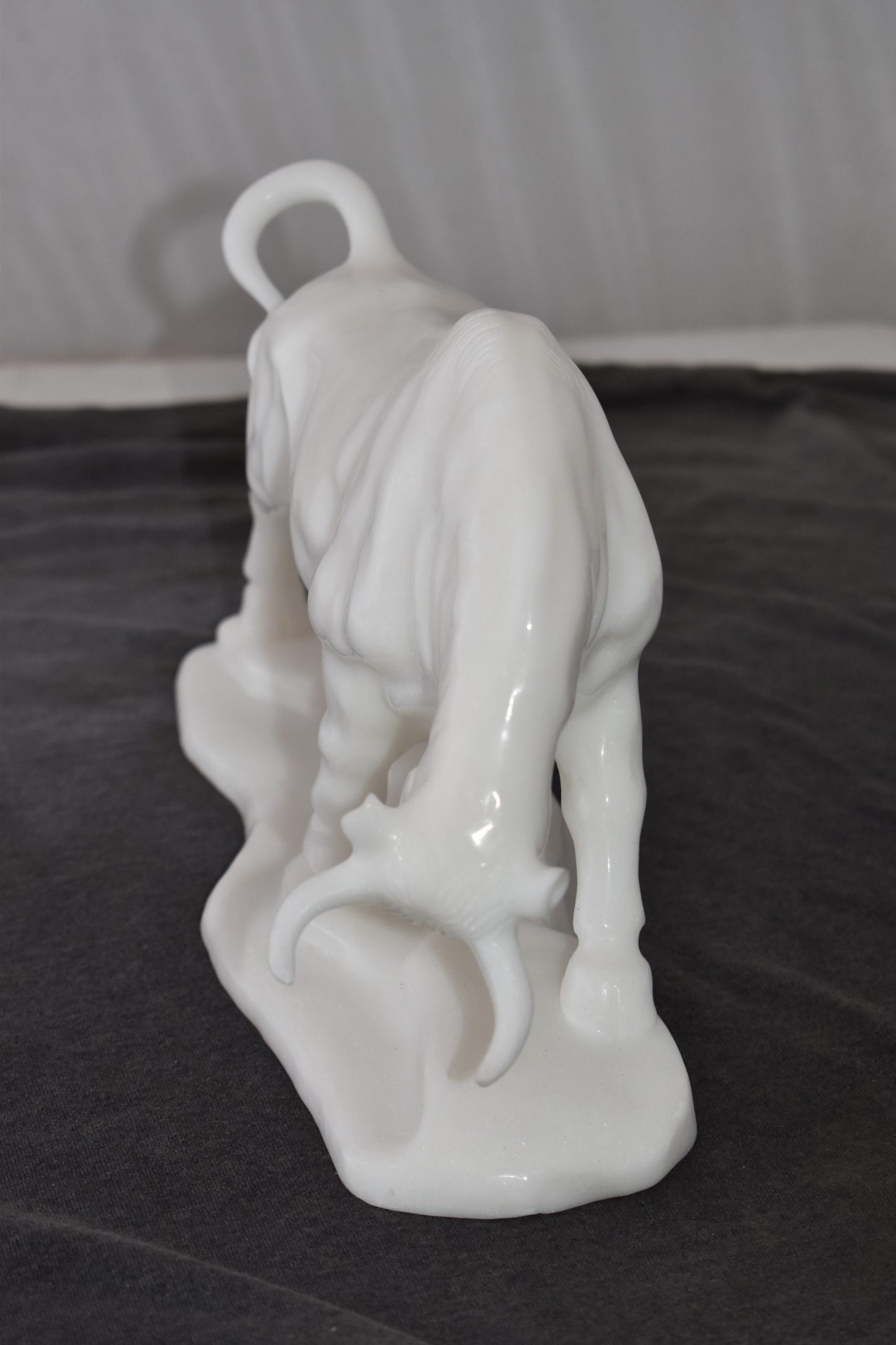 Wall Street Bull Made of White Marble Size: 11" x 5" x 7"H