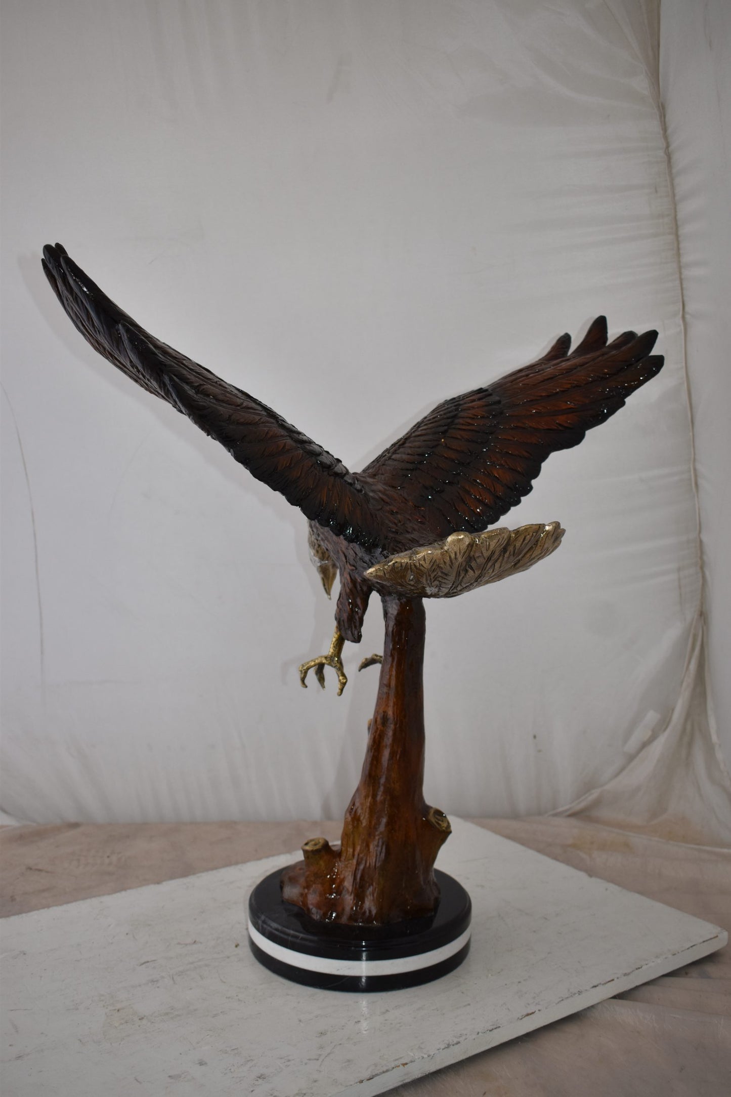Eagle Flying and Looking Down for Prey Bronze Statue Size: 29" x 17" x 28"H