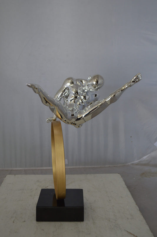 Gymnastic on a Ring Resin Statue -  Size: 16"L x 11"W x 17"H.