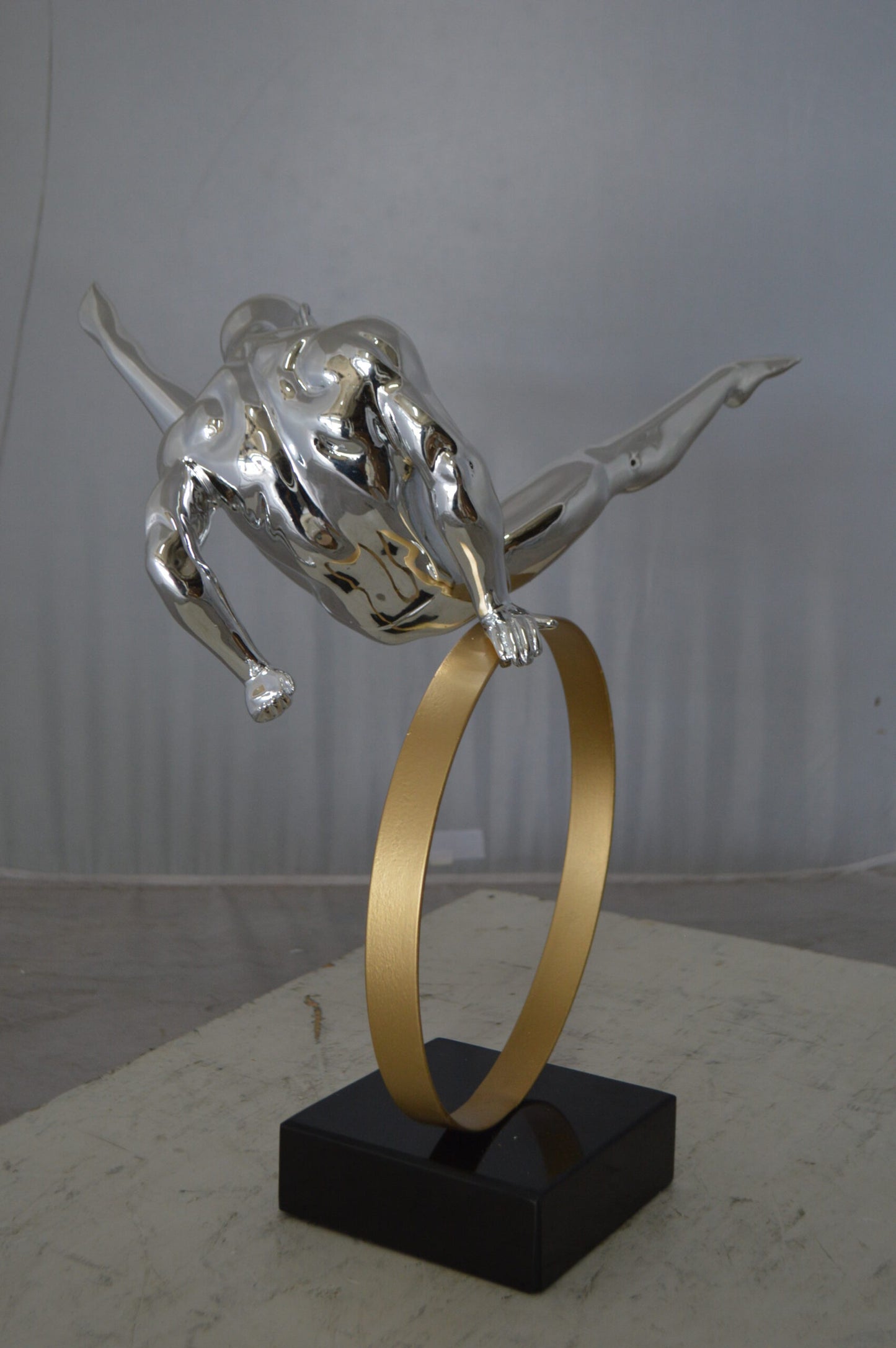 Gymnastic on a Ring Resin Statue - Size: 16"L x 11"W x 17"H.