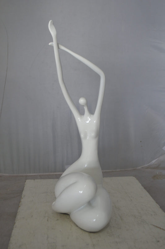 Modern Art Large Dancer in Action Resin Statue - Size: 12"L x 8"W x 25"H.