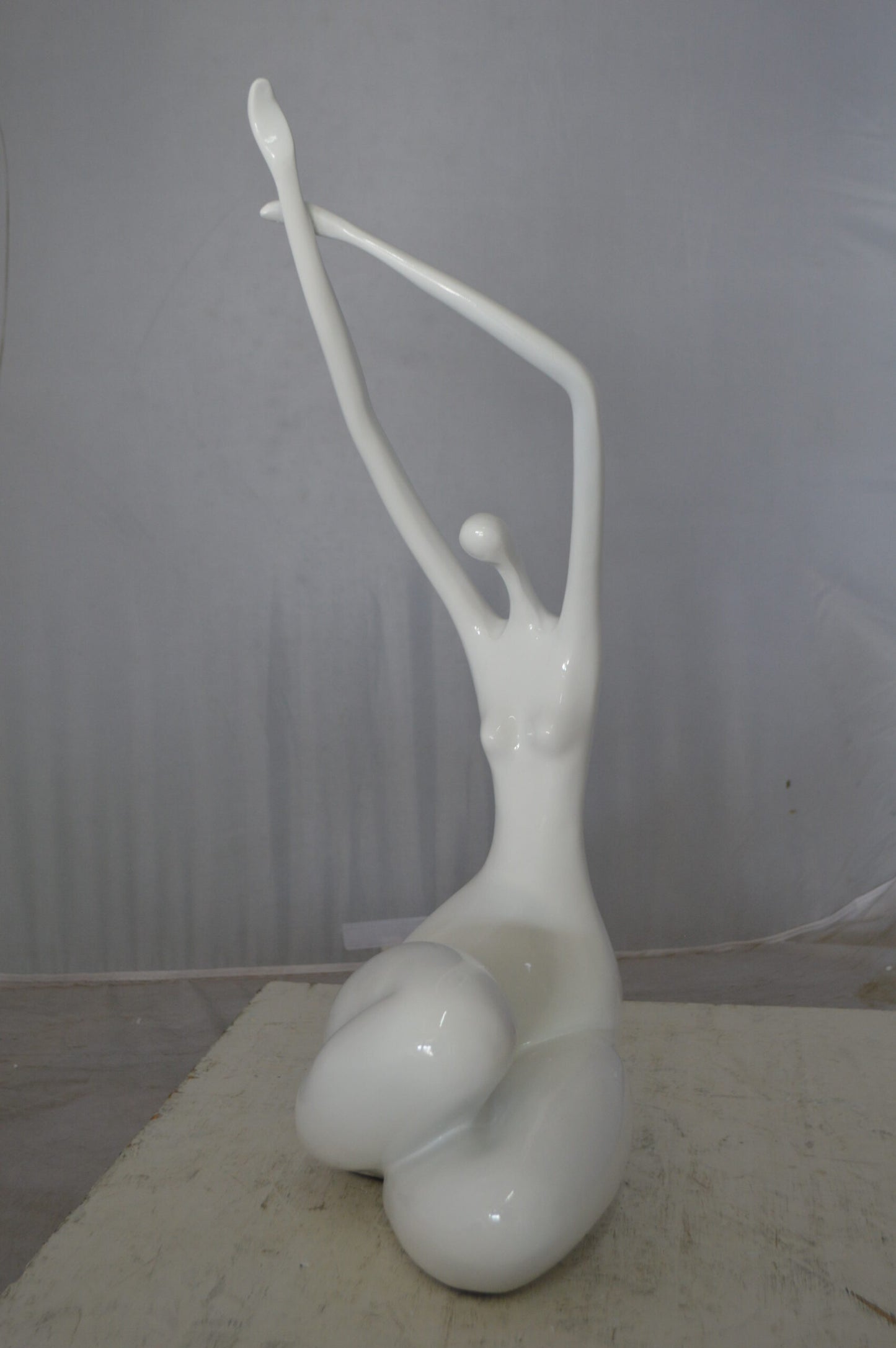 Modern Art Large Dancer in Action Resin Statue - Size: 12"L x 8"W x 25"H.
