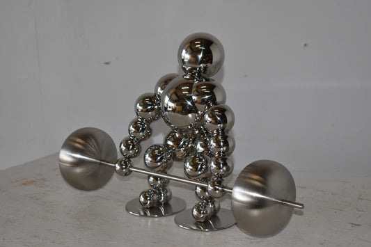 Modern Art Weightlifter First Pull Position Chrome Statue Size: 20" x 8" x 11"H