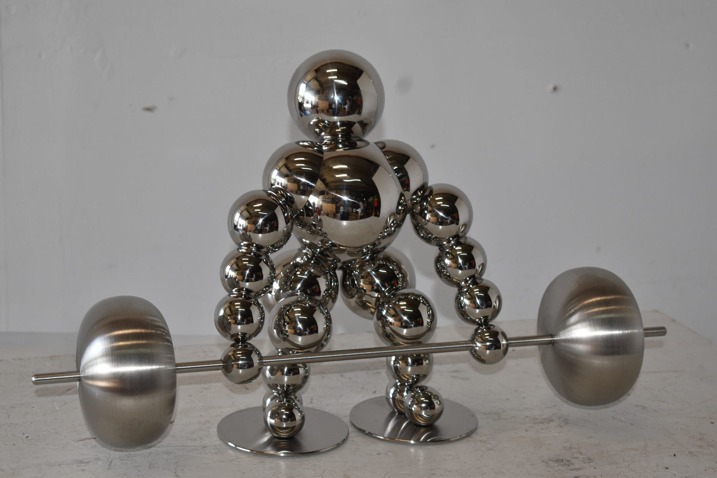 Modern Art Weightlifter First Pull Position Chrome Statue Size: 20" x 8" x 11"H