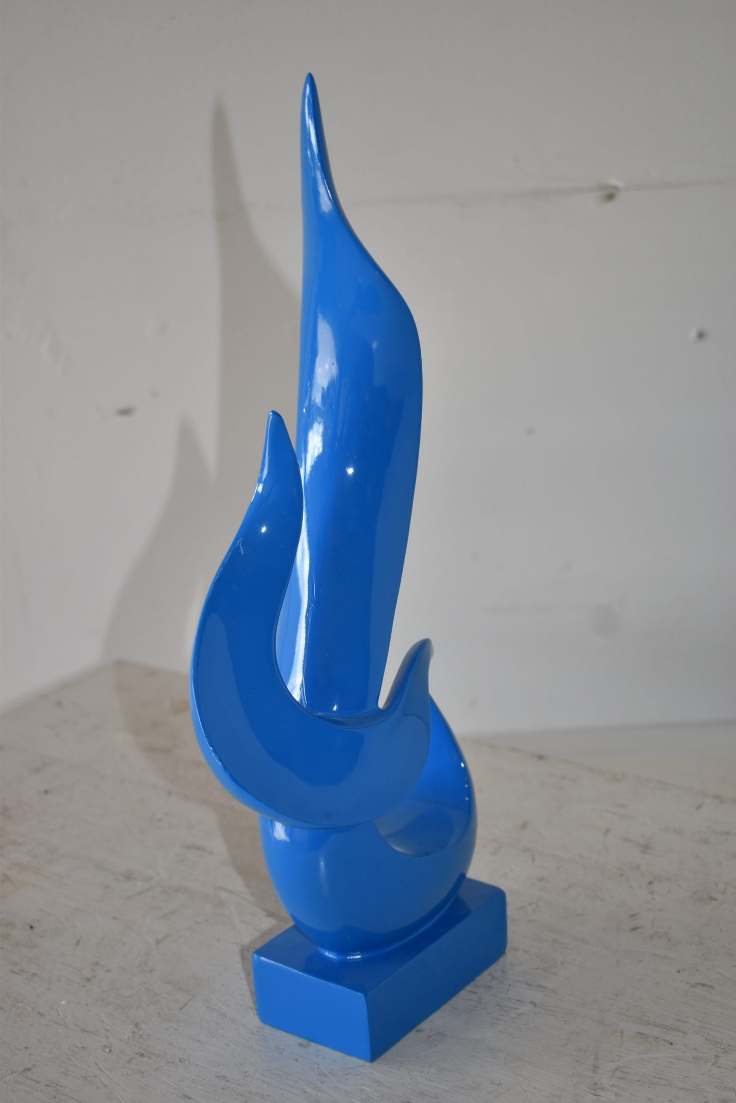 Modern Art Abstract of Fire Blue Resin Statue Size: 8" x 3" x 16"H