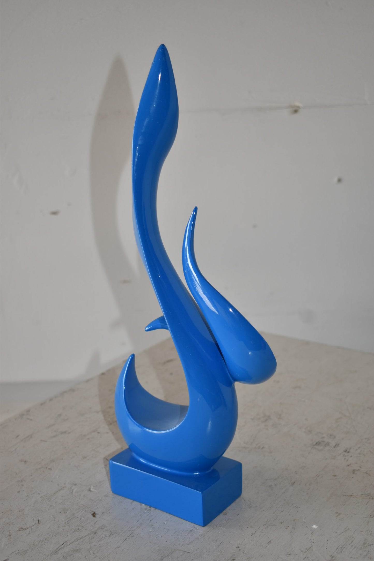 Modern Art Abstract of Fire Blue Resin Statue Size: 8" x 3" x 16"H
