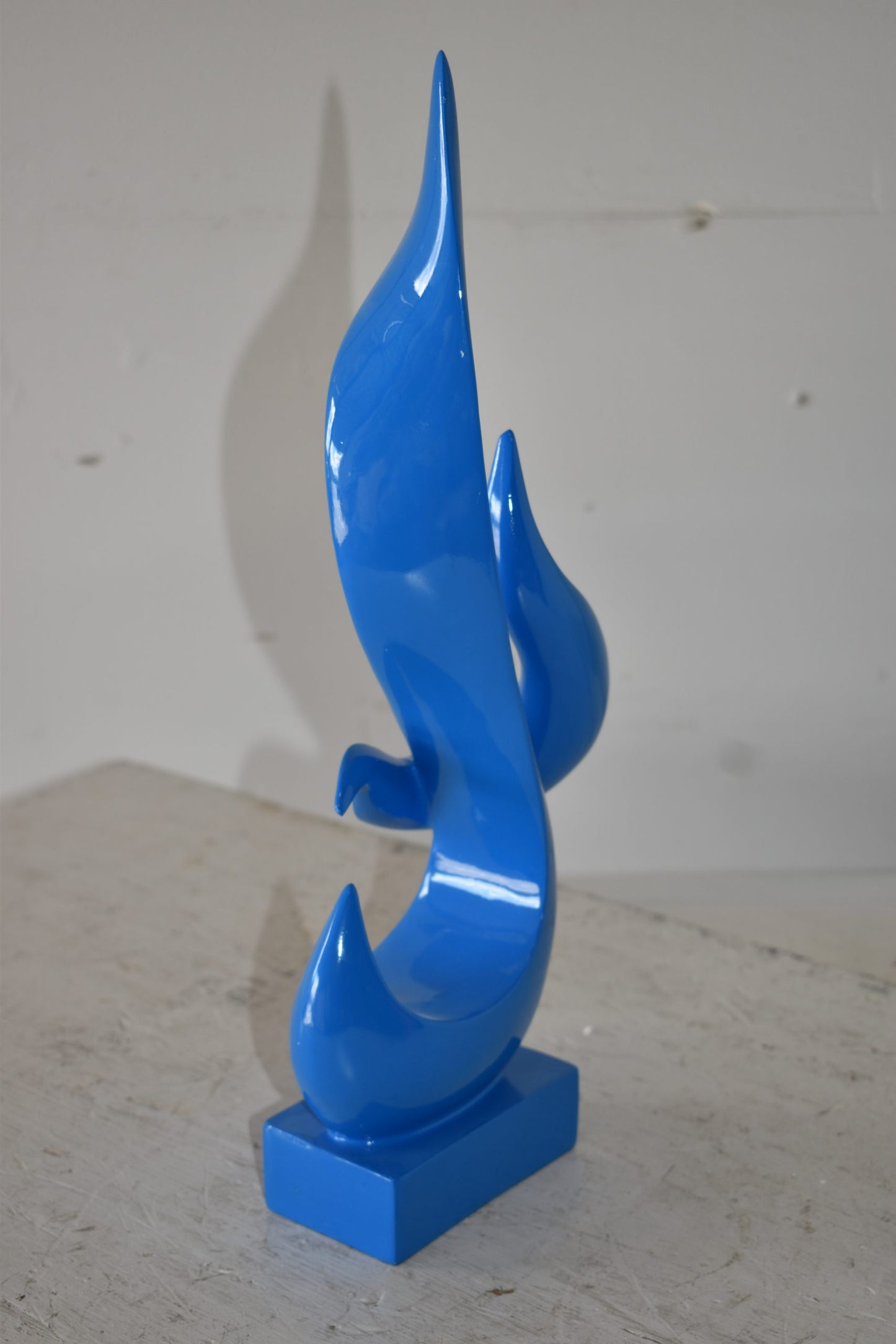 Modern Art Abstract of Fire Blue Resin Statue Size: 8" x 3" x 16"H