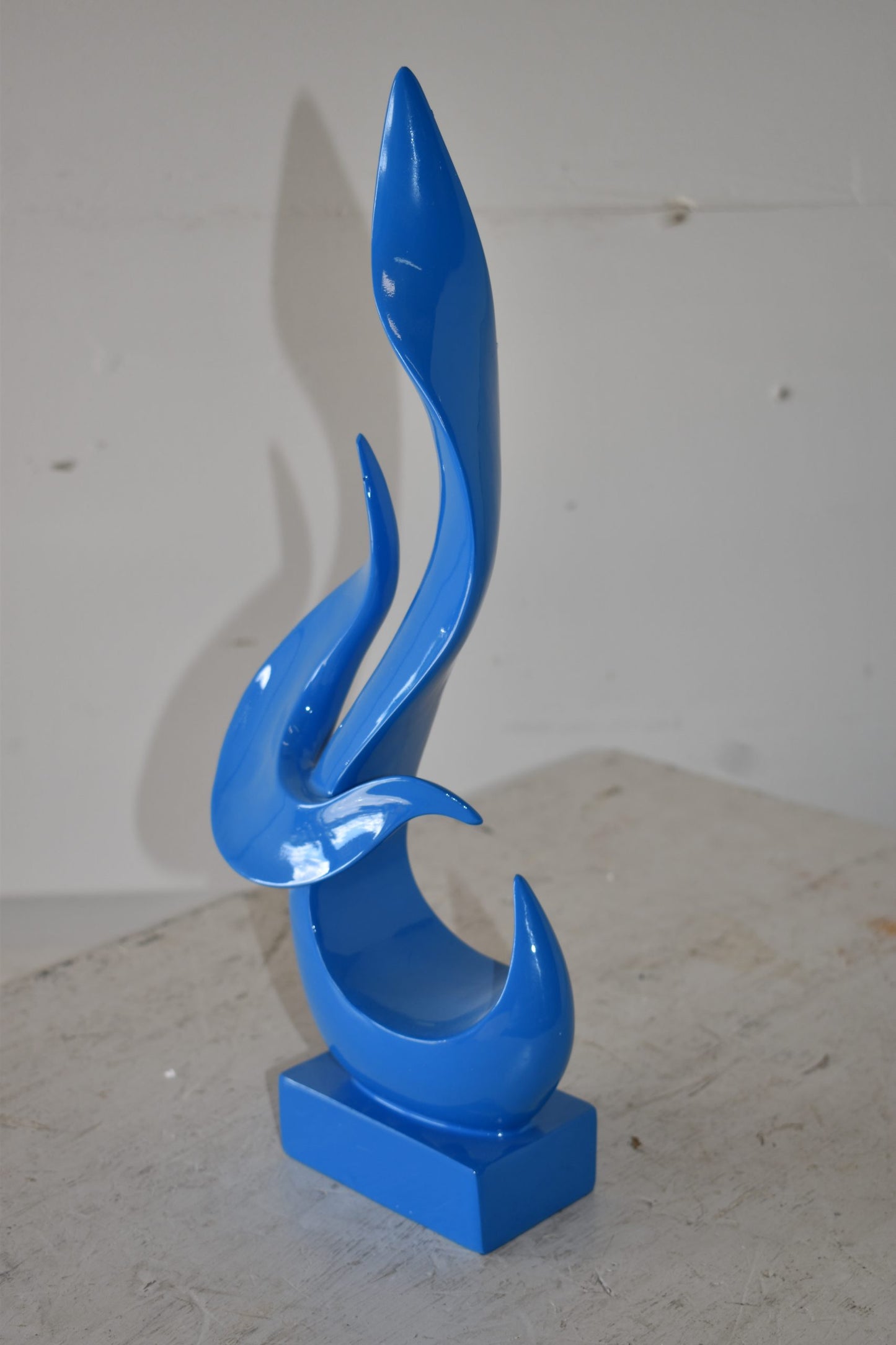 Modern Art Abstract of Fire Blue Resin Statue Size: 8" x 3" x 16"H