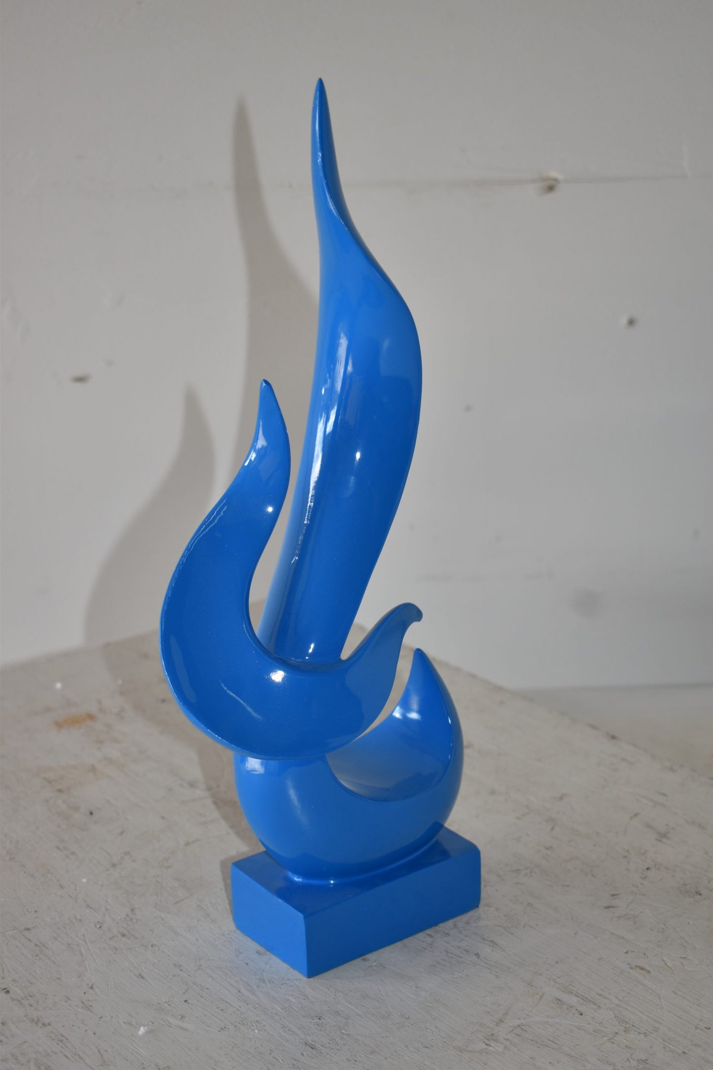 Modern Art Abstract of Fire Blue Resin Statue Size: 8" x 3" x 16"H