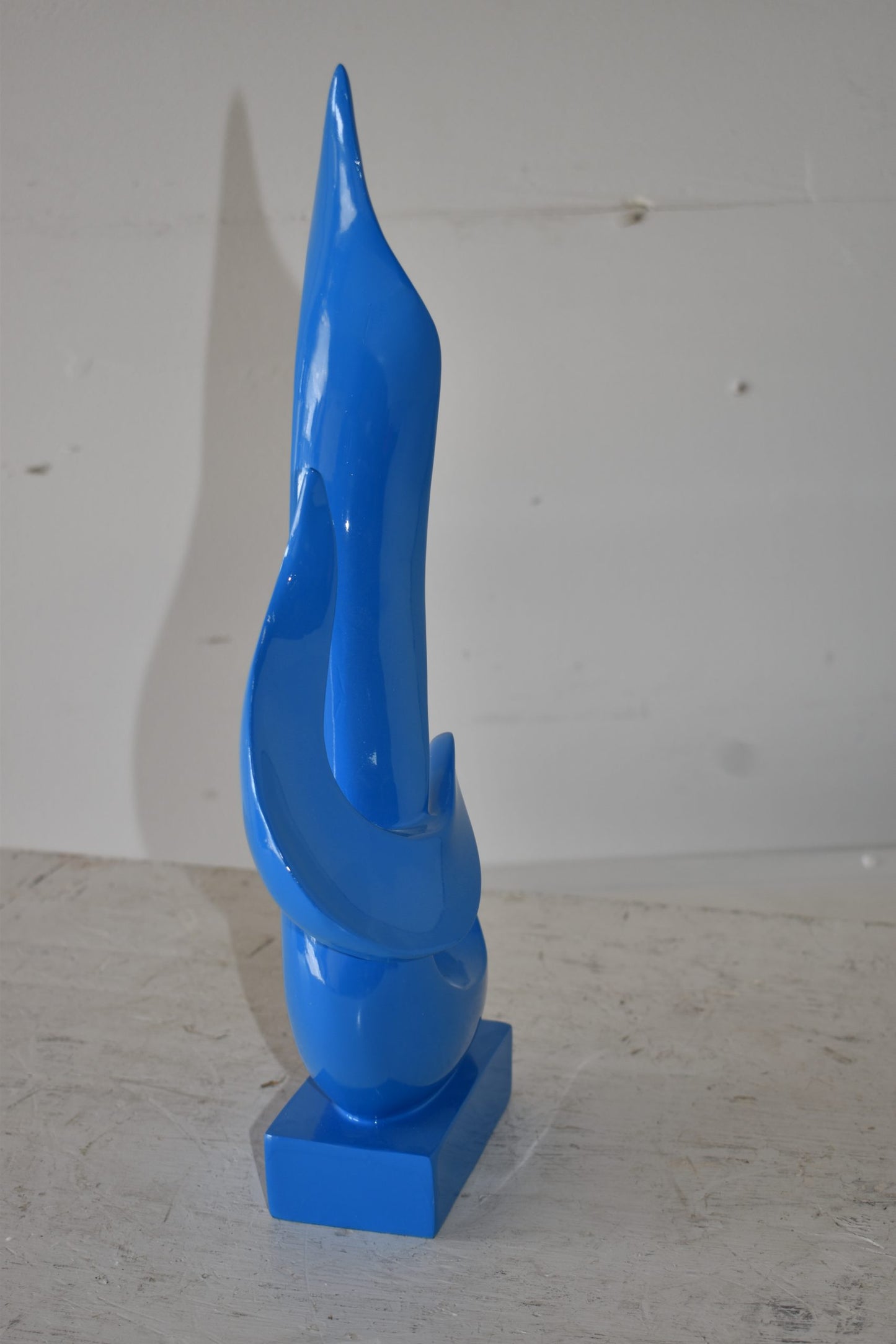 Modern Art Abstract of Fire Blue Resin Statue Size: 8" x 3" x 16"H