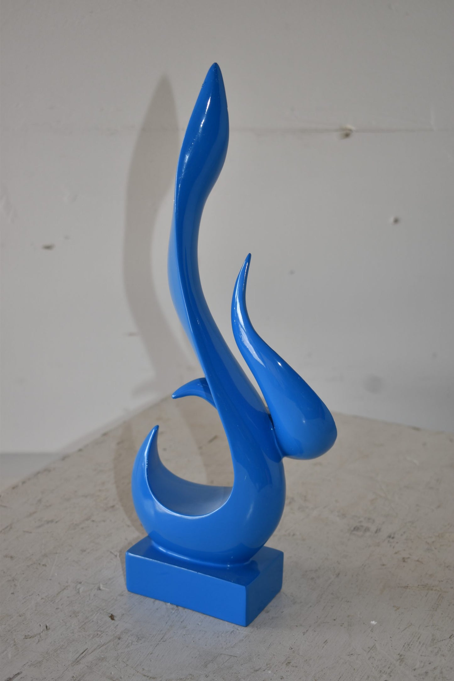 Modern Art Abstract of Fire Blue Resin Statue Size: 8" x 3" x 16"H