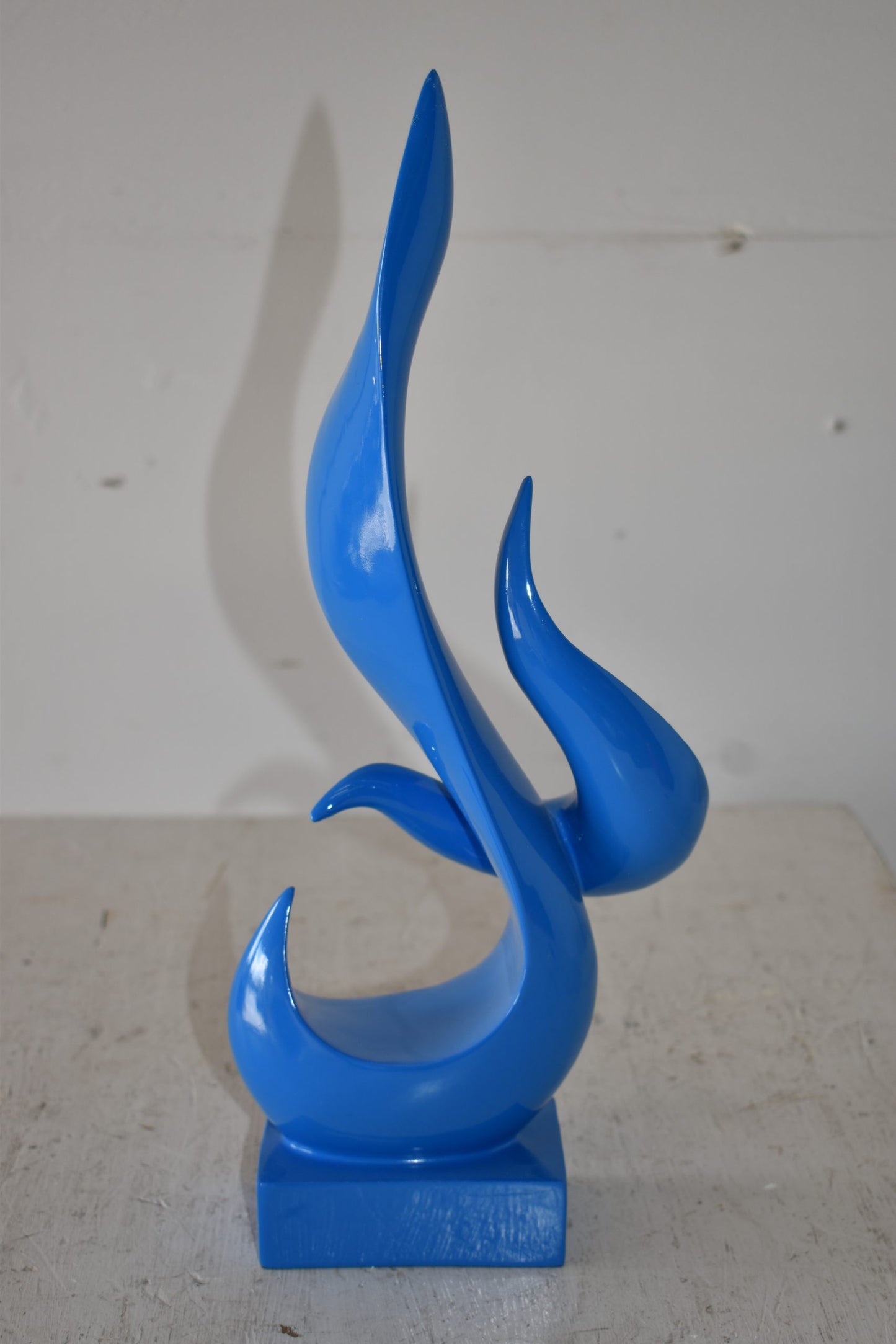 Modern Art Abstract of Fire Blue Resin Statue Size: 8" x 3" x 16"H