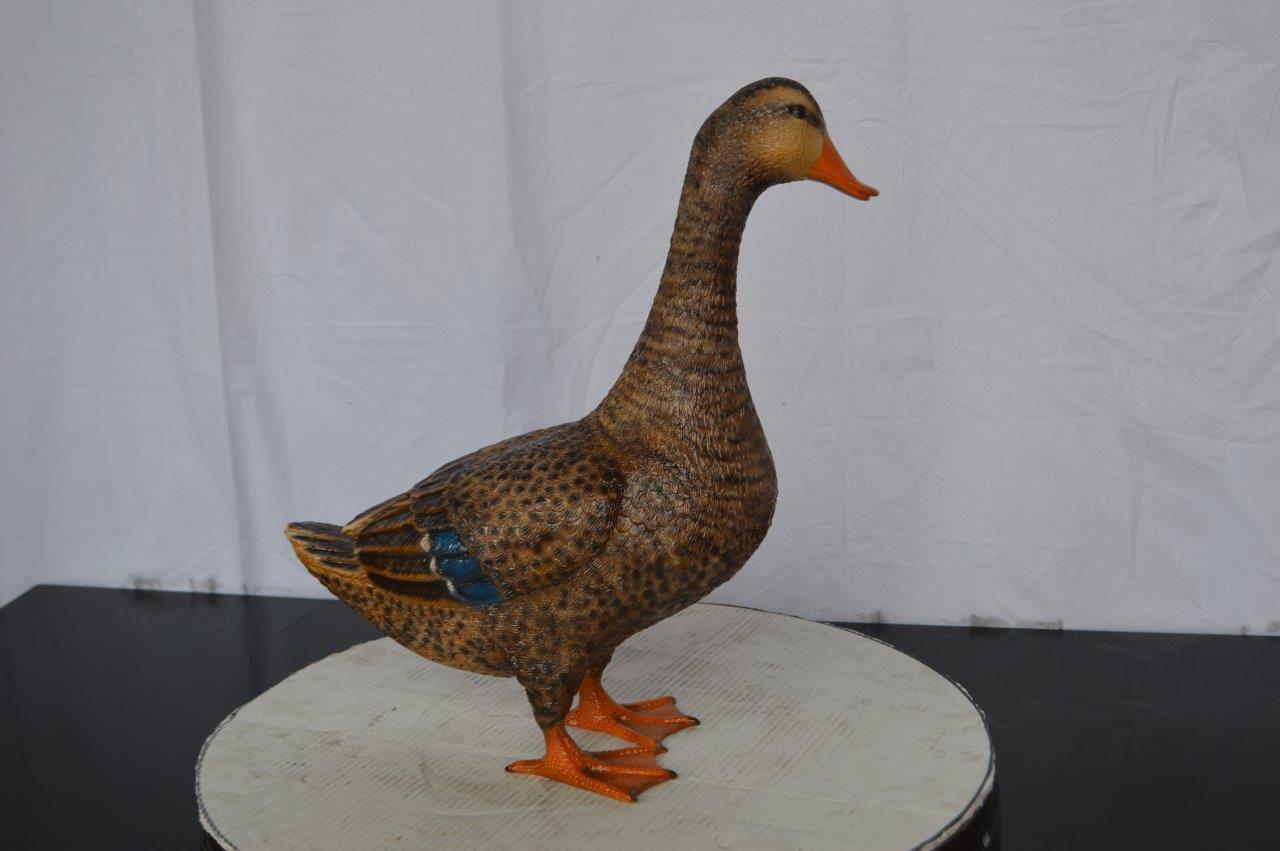 Duck Standing Bronze Statue -  Size: 19"L x 7"W x 21"H.