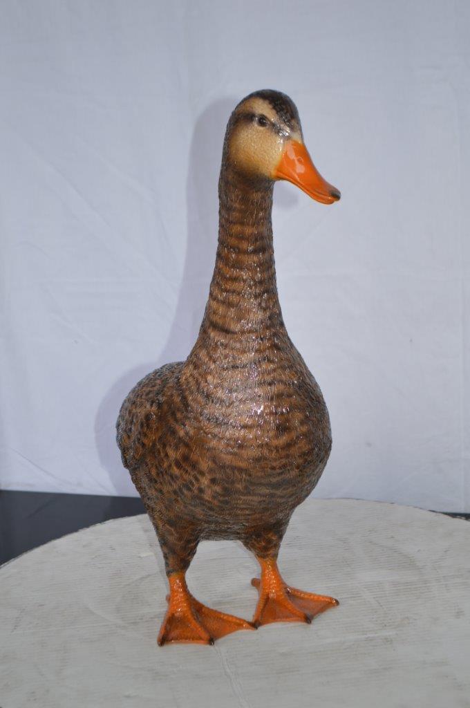 Duck Standing Bronze Statue -  Size: 19"L x 7"W x 21"H.