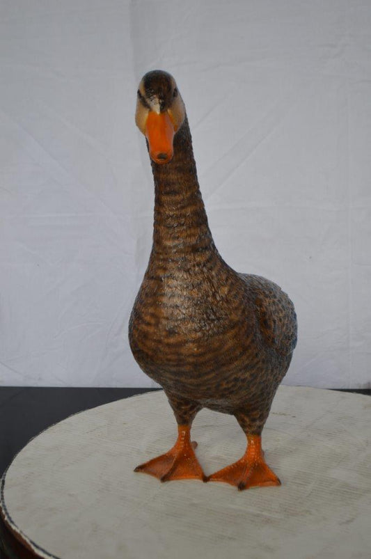Duck Standing Bronze Statue - Size: 19"L x 7"W x 21"H.