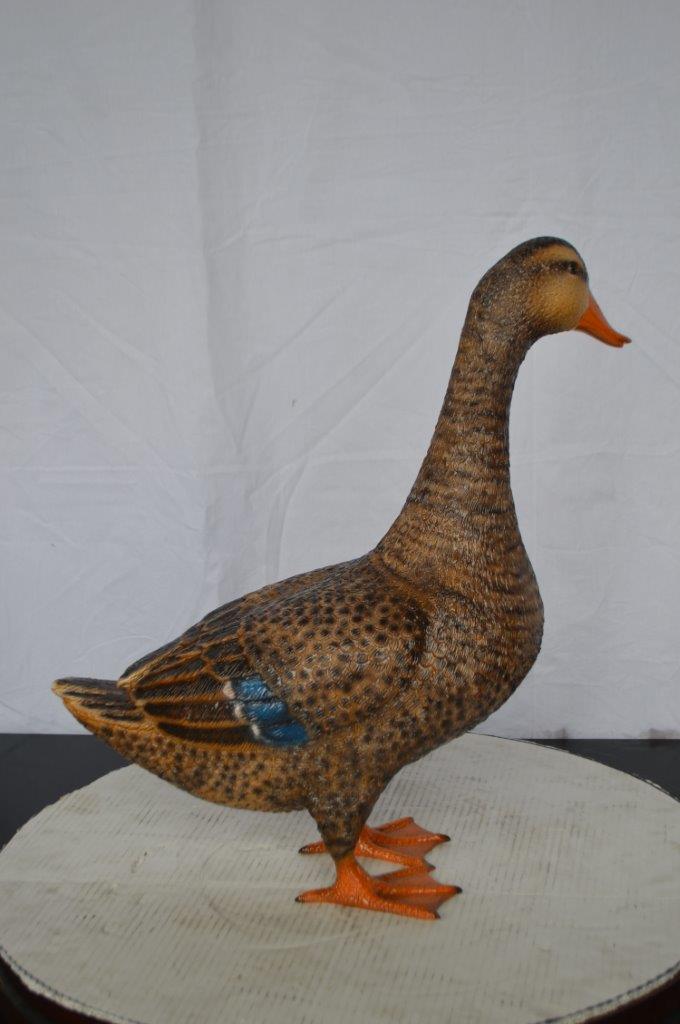 Duck Standing Bronze Statue -  Size: 19"L x 7"W x 21"H.