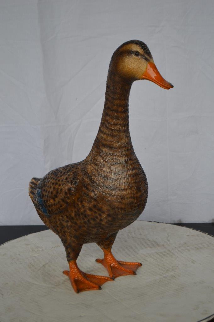 Duck Standing Bronze Statue - Size: 19"L x 7"W x 21"H.