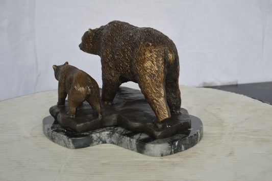 Mother and A Baby Bear Bronze Statue -  Size: 11"L x 8"W x 6"H.