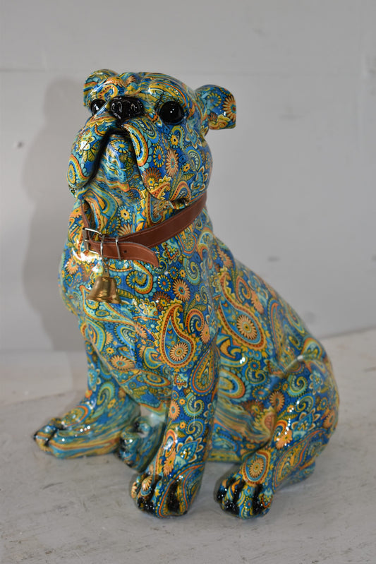 Modern Graffiti Bulldog Statue Made of Resin Size: 13" x 11" x 15"H